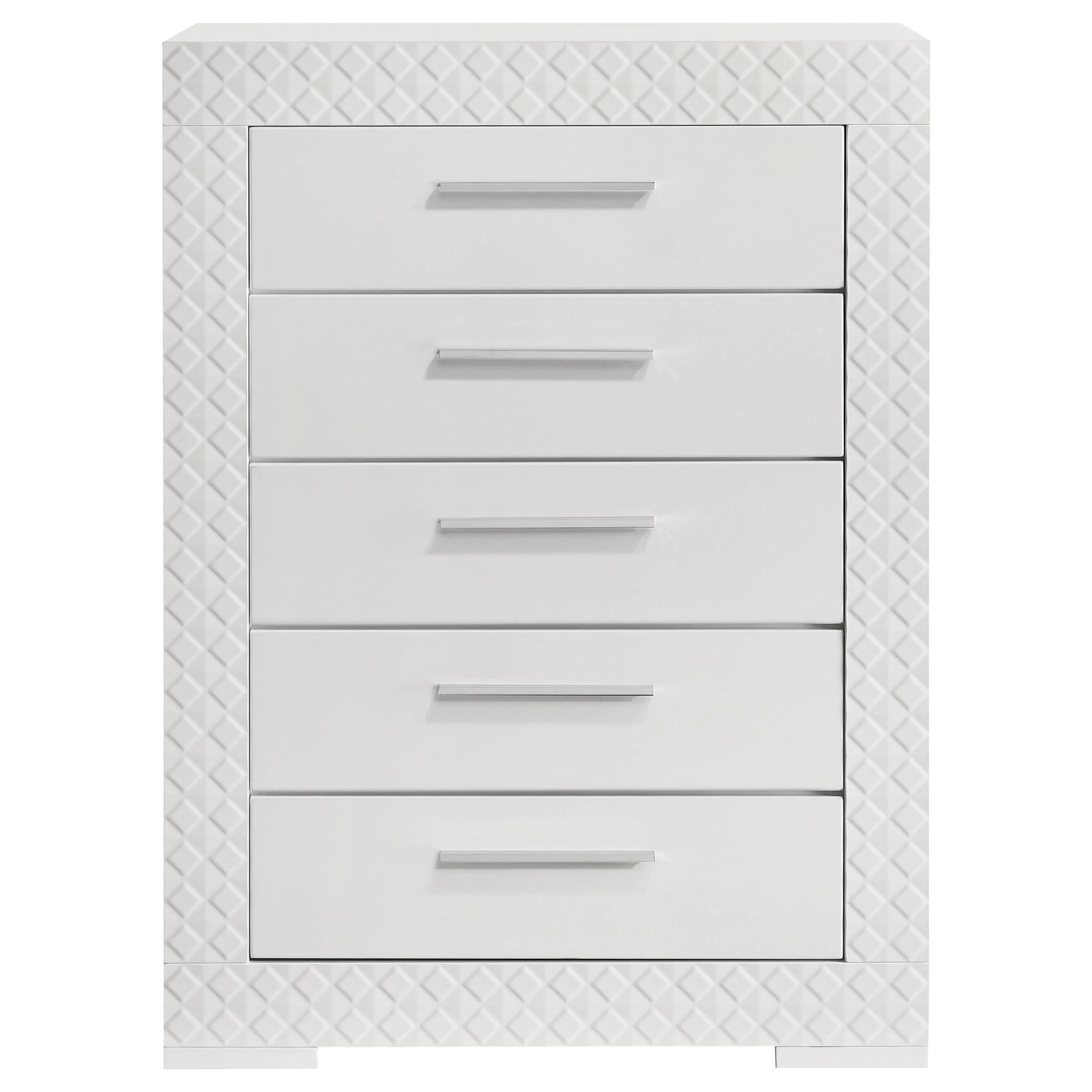 Ives 5 Drawer Bedroom Chest Of Drawers White High Gloss - Image 3