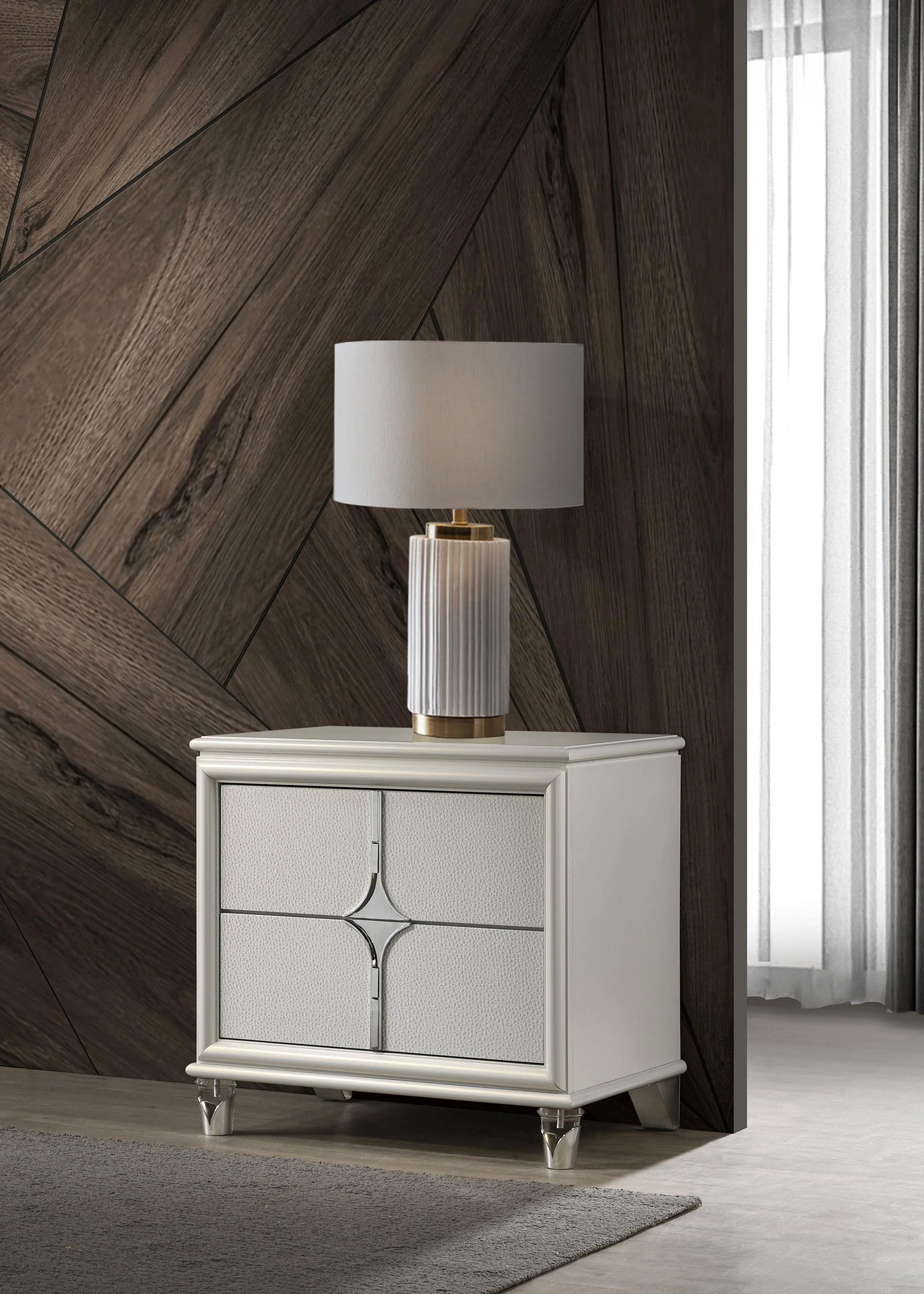 Olivia 2 Drawer Nightstand Bedide Table Pearl White - Image 2