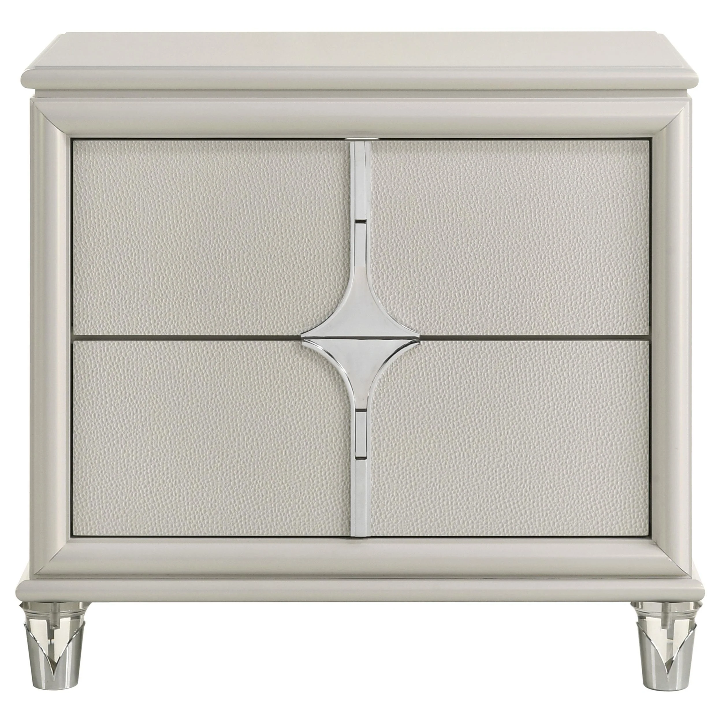 Olivia 2 Drawer Nightstand Bedide Table Pearl White - Image 3