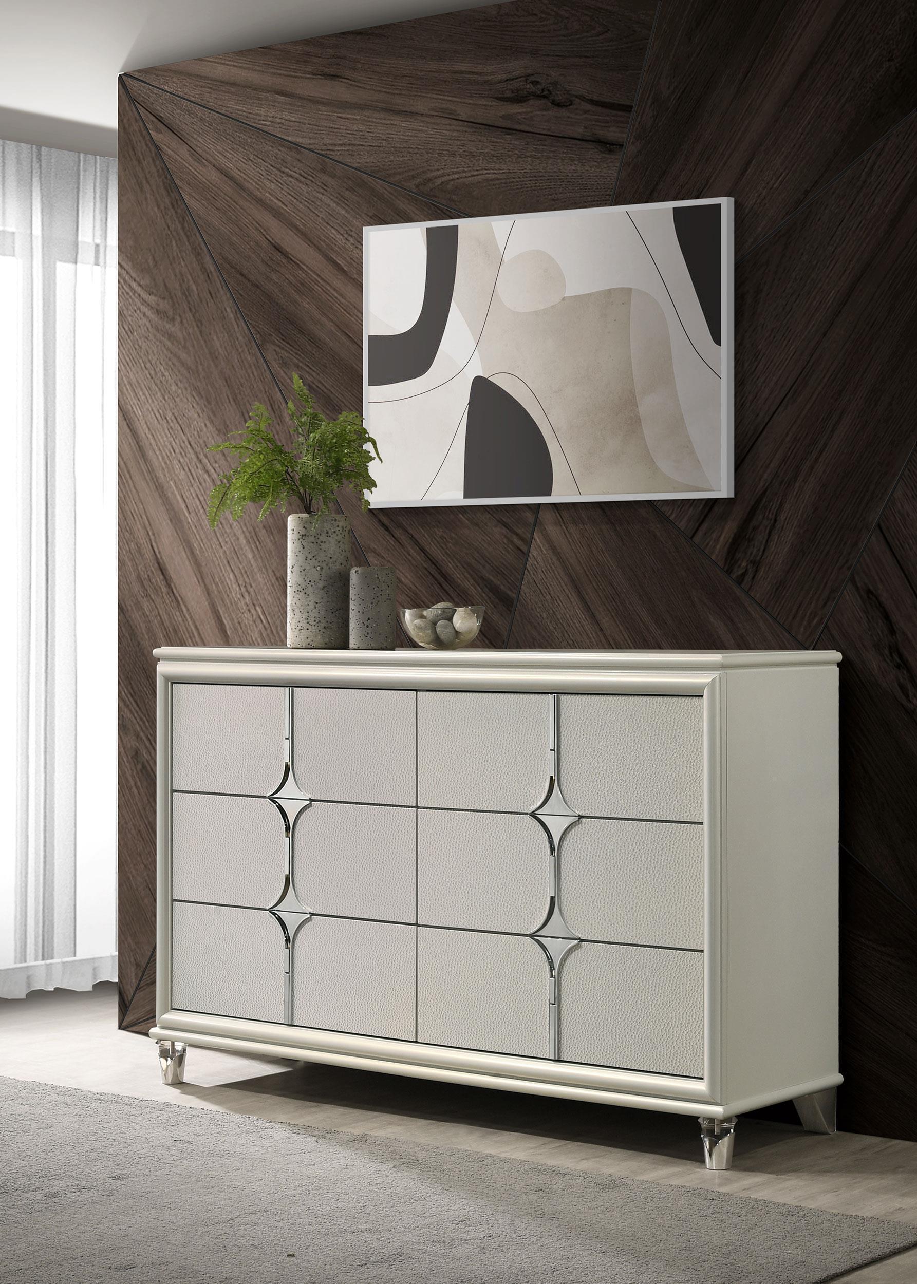 Olivia 6 Drawer Dresser Cabinet Pearl White - Image 2