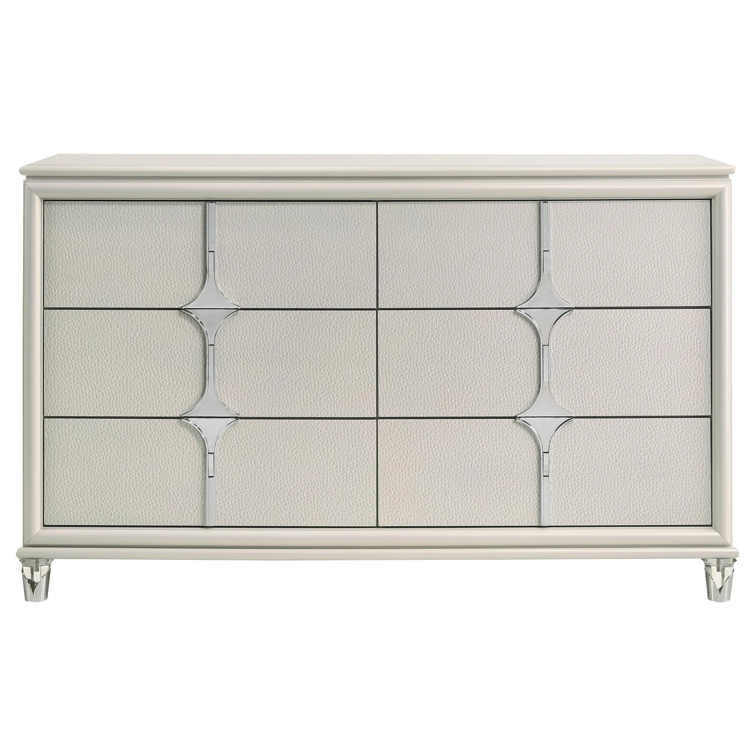 Olivia 6 Drawer Dresser Cabinet Pearl White - Image 3