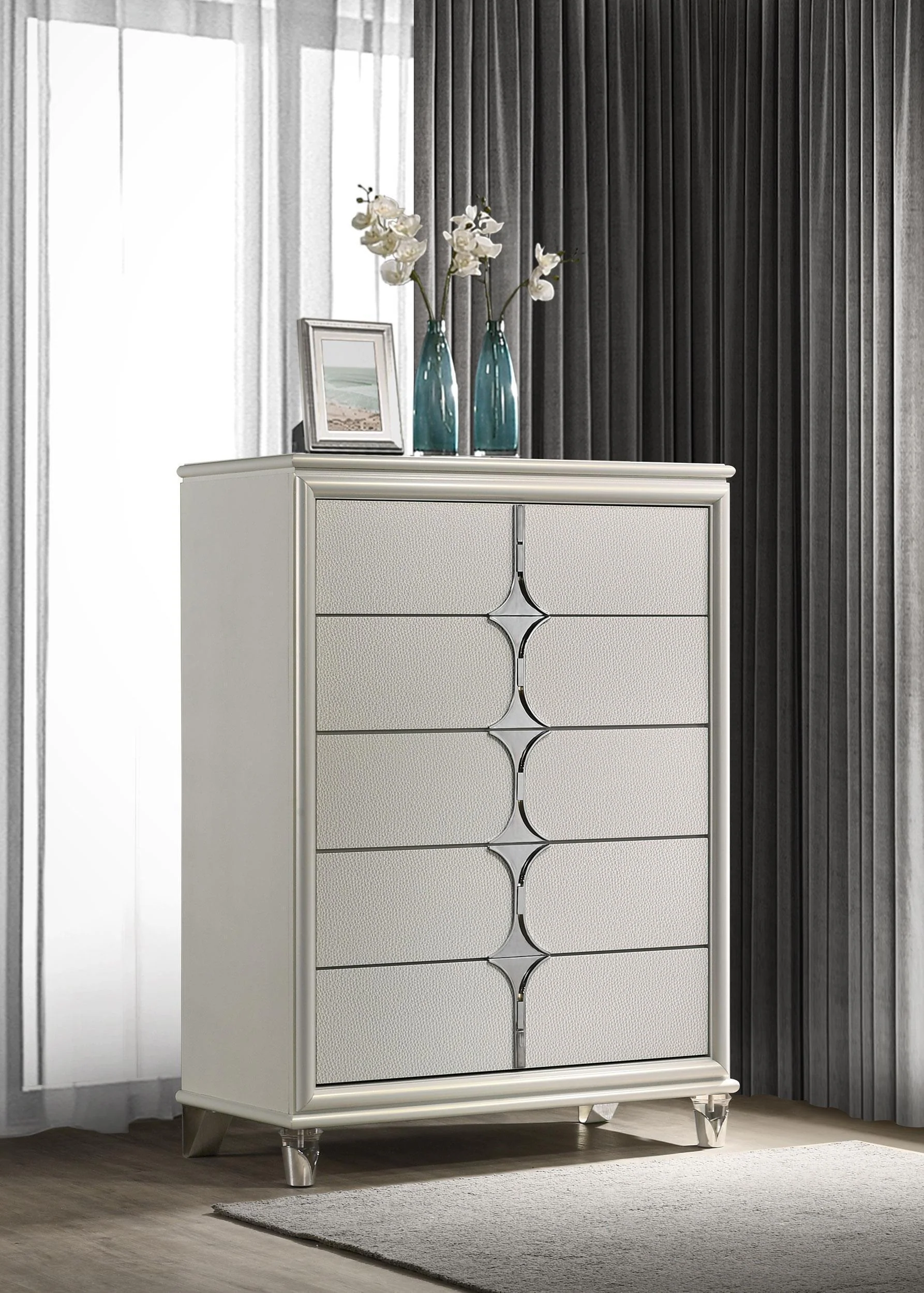 Olivia 5 Drawer Bedroom Chest Of Drawers Pearl White - Image 2