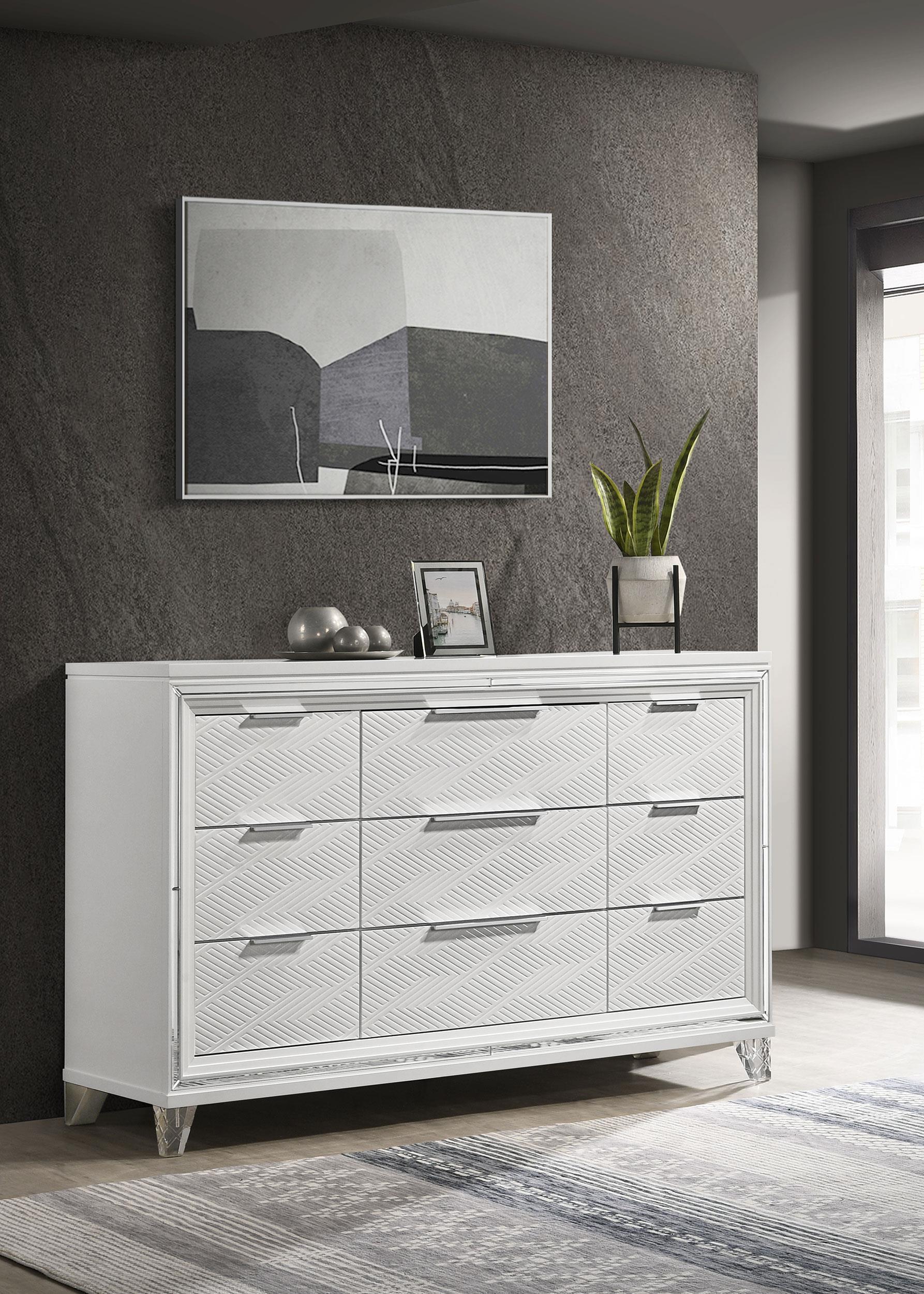 Marmore 9 Drawer Dresser Cabinet White - Image 2