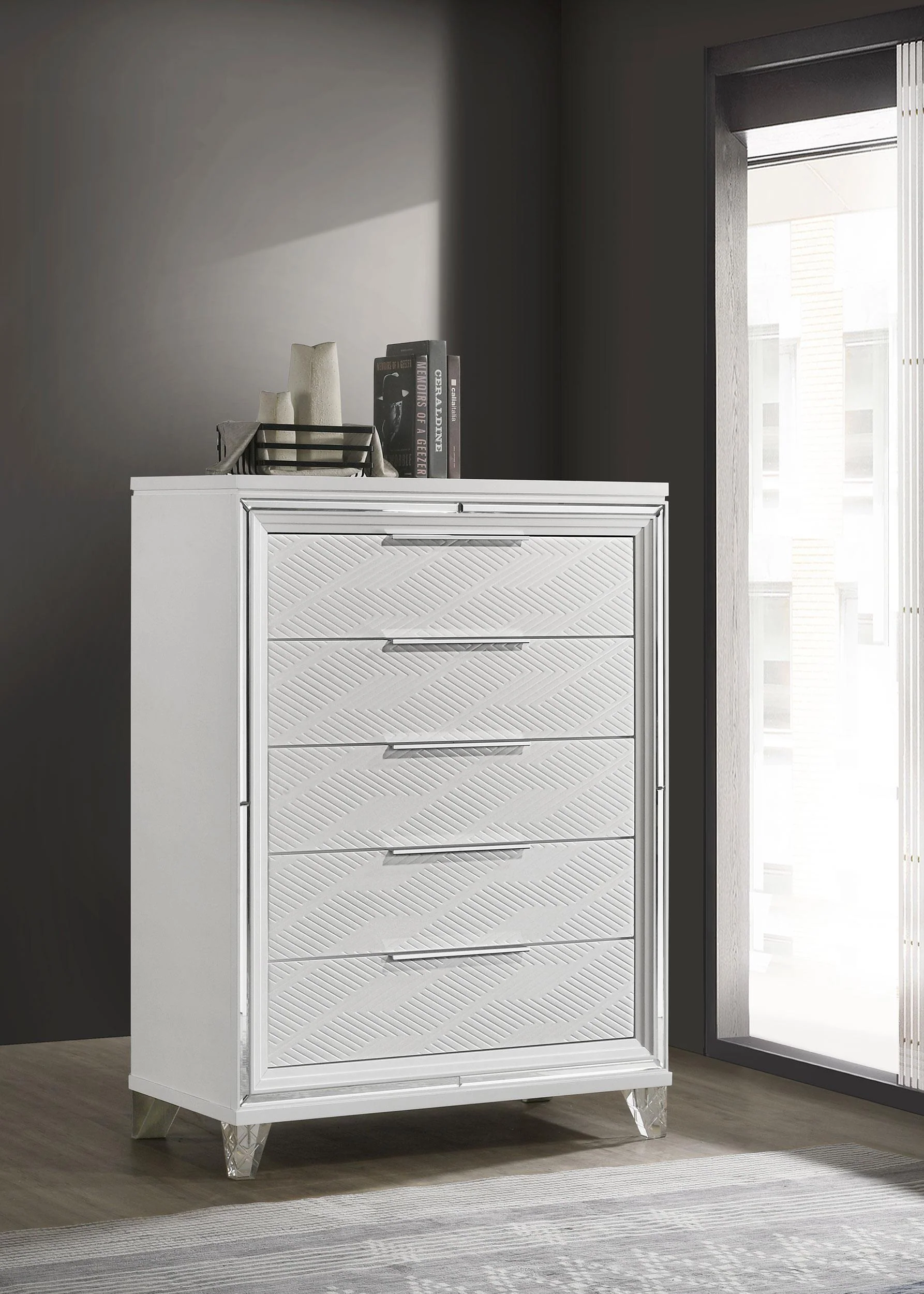 Marmore 5 Drawer Bedroom Chest Of Drawers White - Image 2