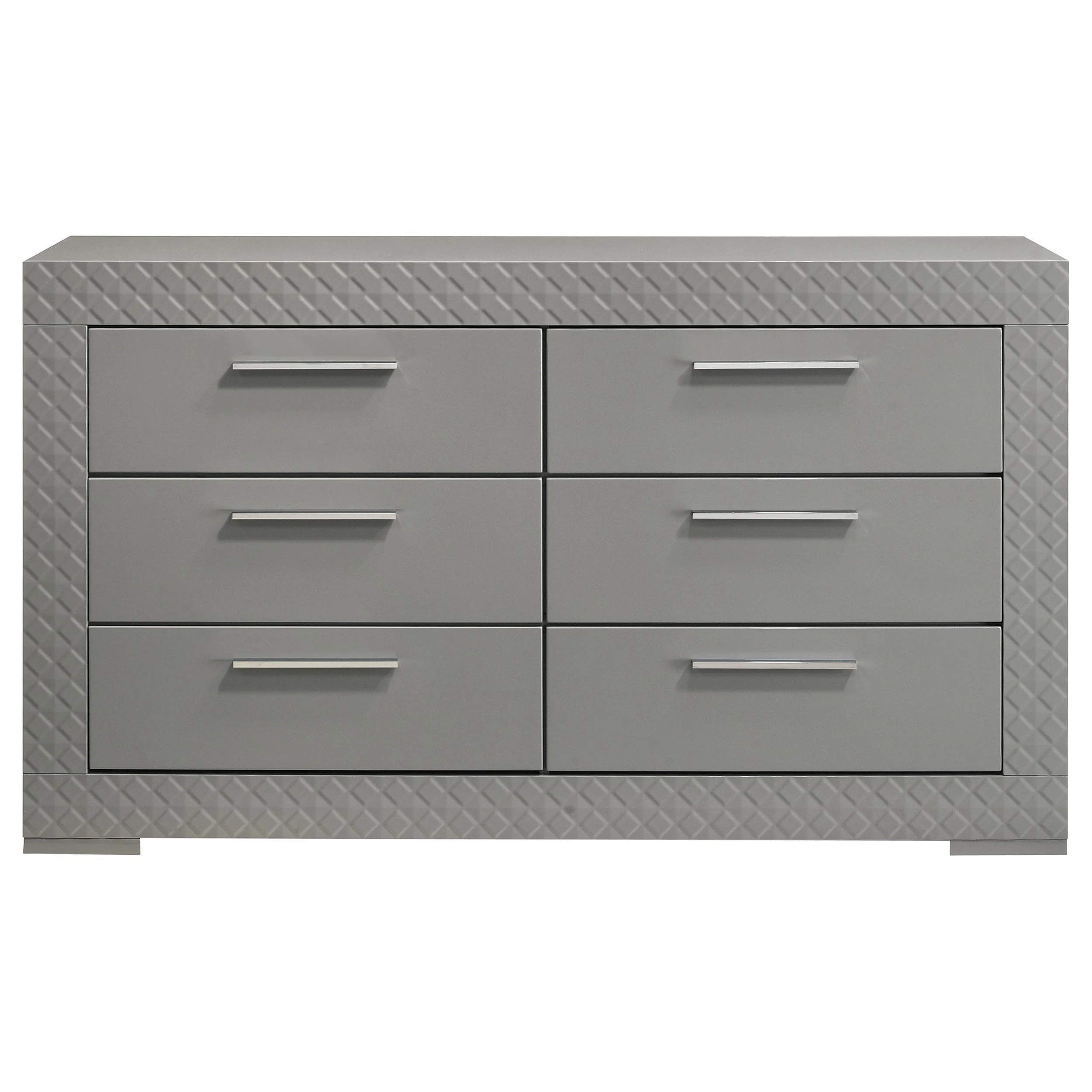 Ives 6 Drawer Dresser Cabinet Gray High Gloss - Image 3