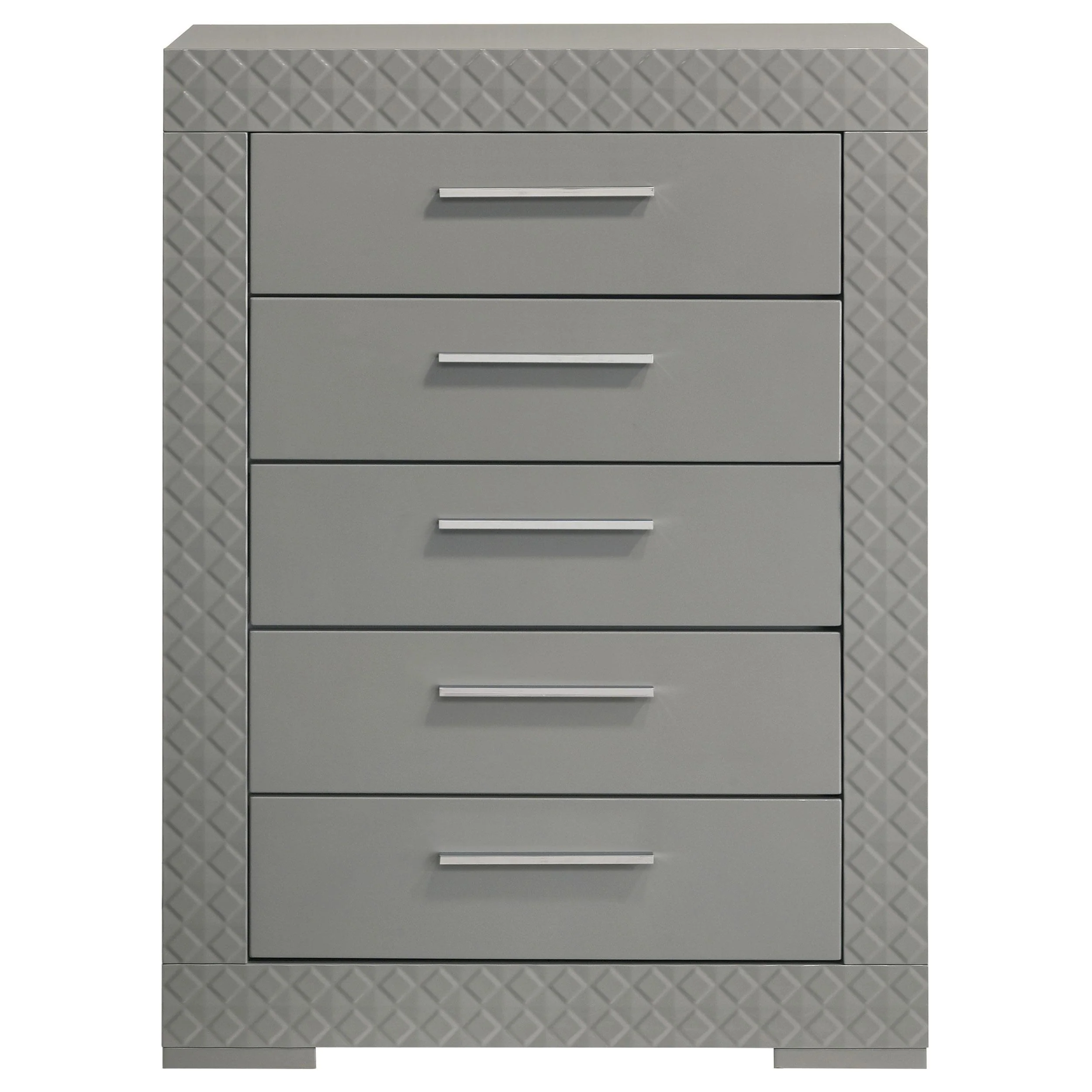 Ives 5 Drawer Bedroom Chest Of Drawers Gray High Gloss - Image 3