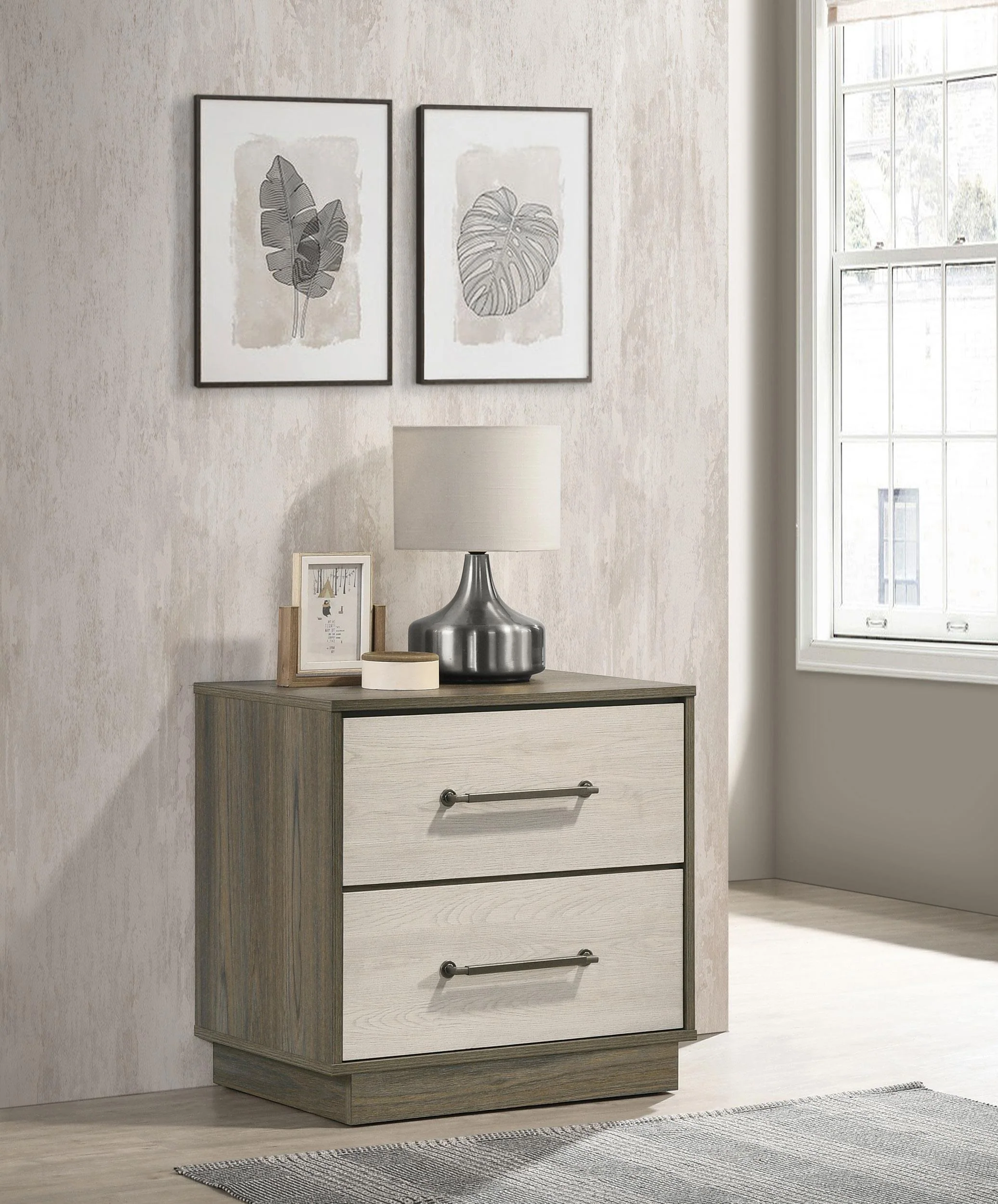 Fenwick 2-drawer Nightstand Bedide Table Gray Oak 224982 - Image 2
