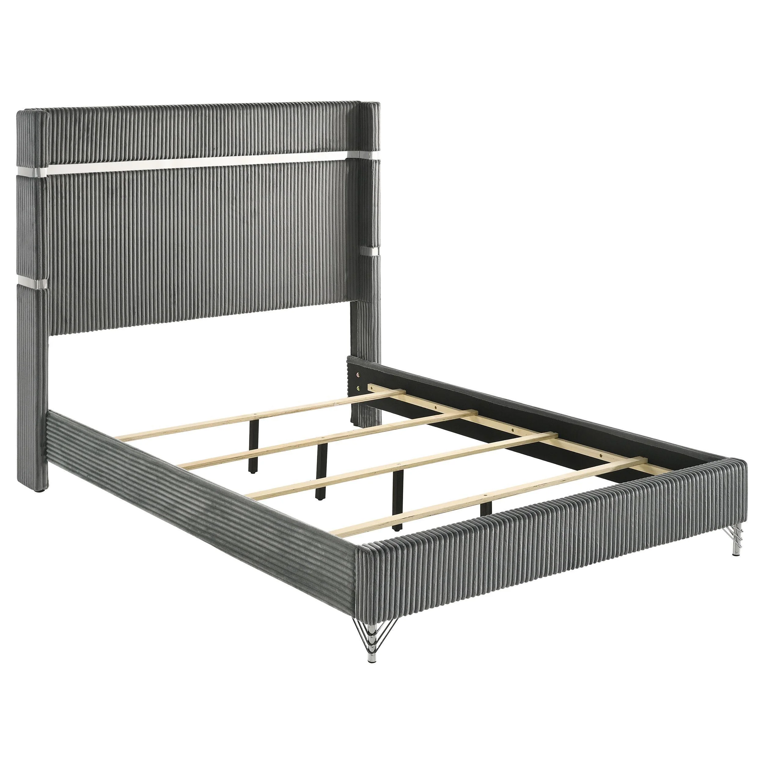 Lucia 61 inch Upholstered Queen Panel Bed Grey - Image 3