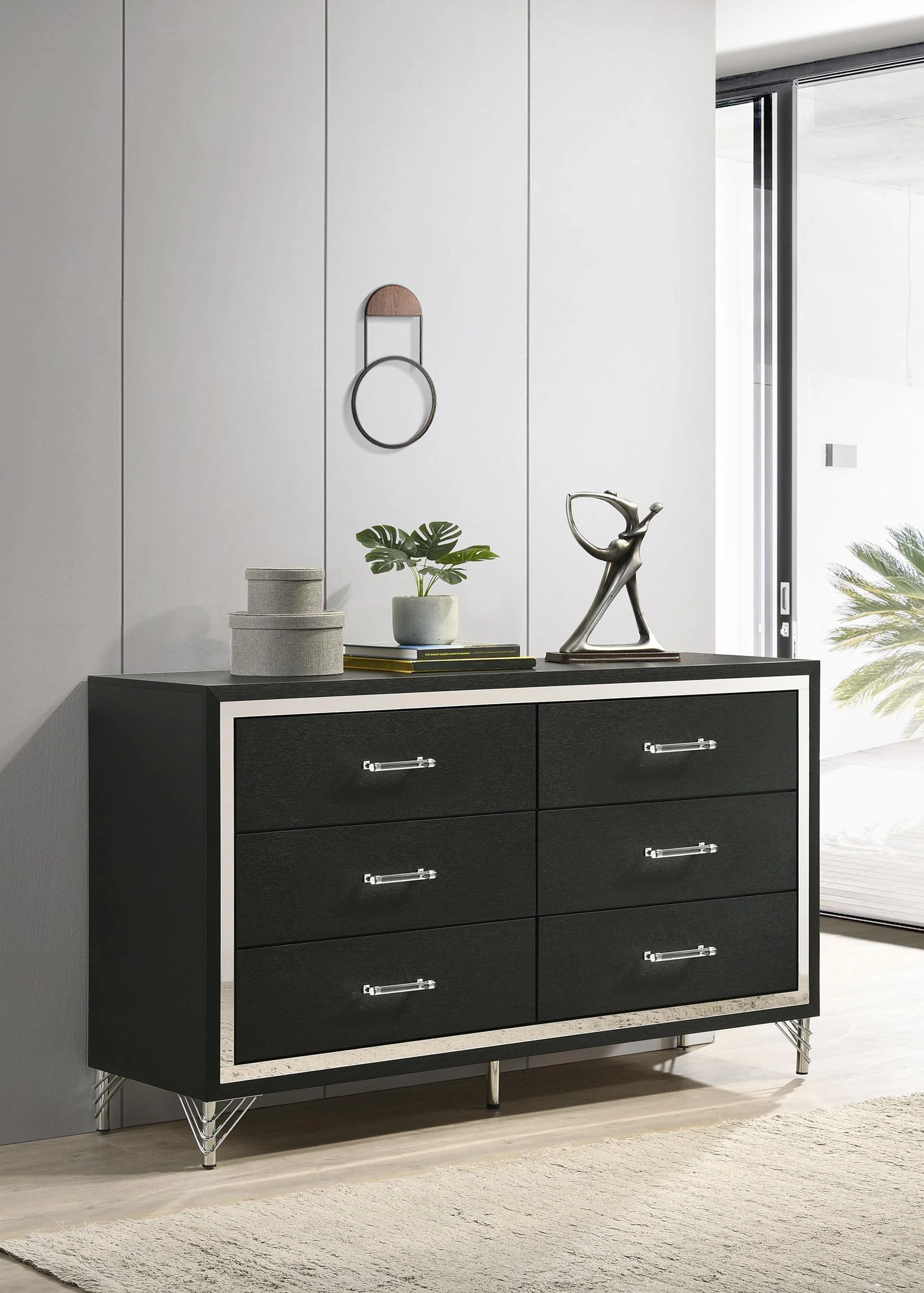 Lucia 6 Drawer Dresser Cabinet Black - Image 2