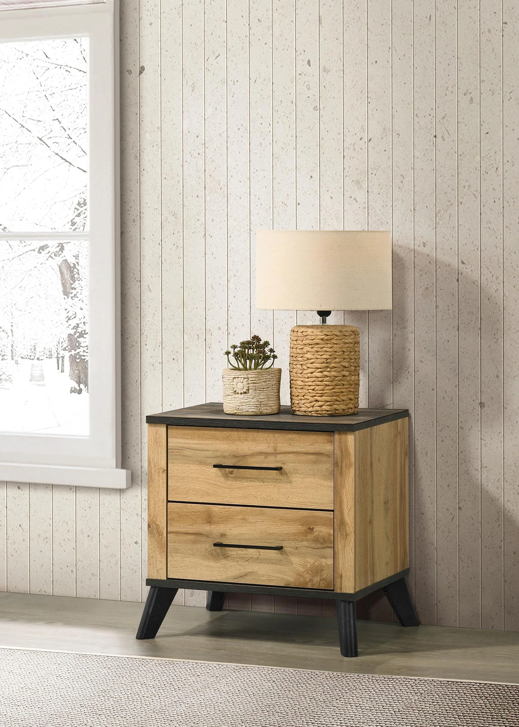 Kaywood 2-drawer Nightstand Bedide Table Natural Pine - Image 2