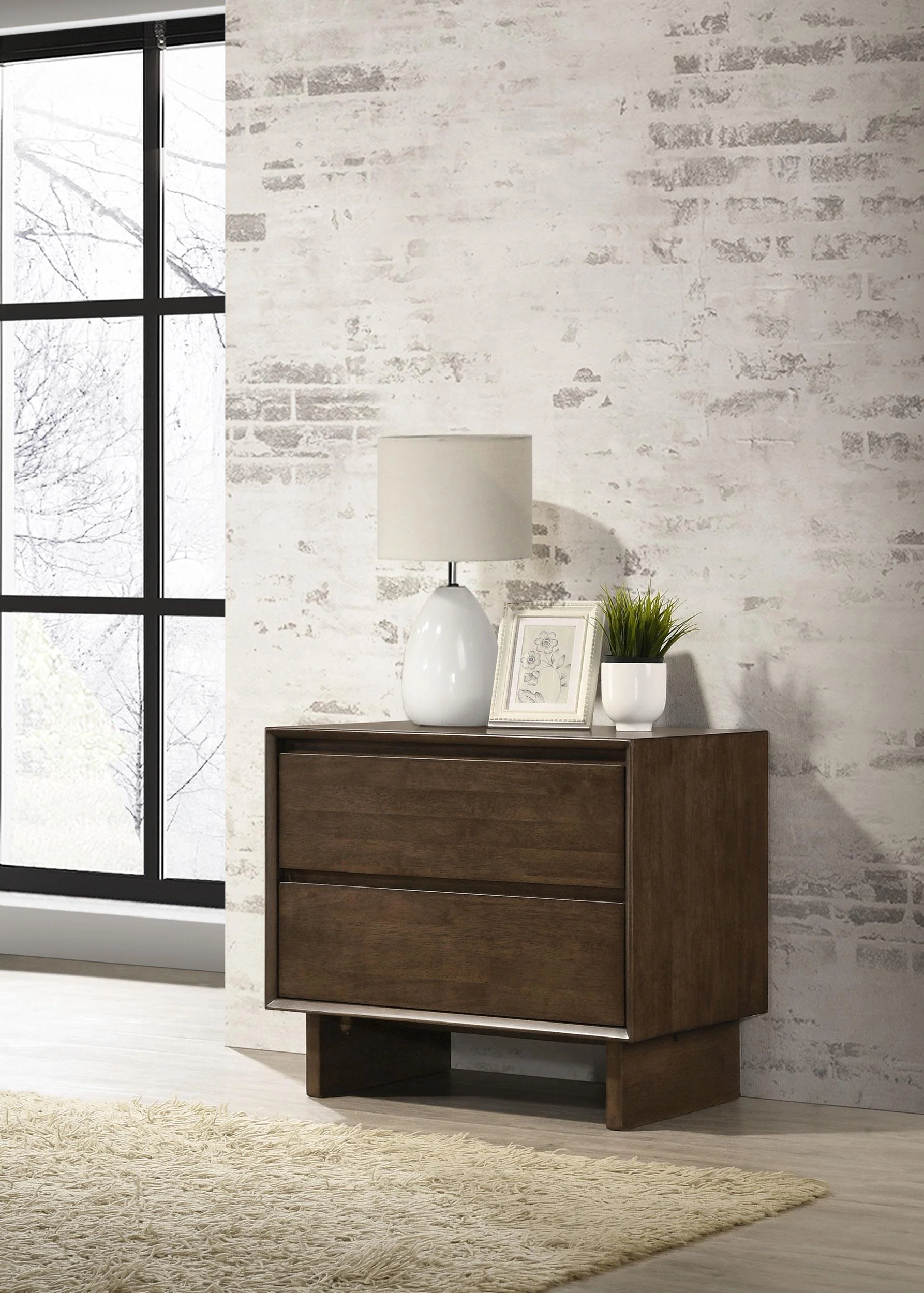Glenwood 2-drawer Nightstand Bedide Table Warm Brown - Image 2