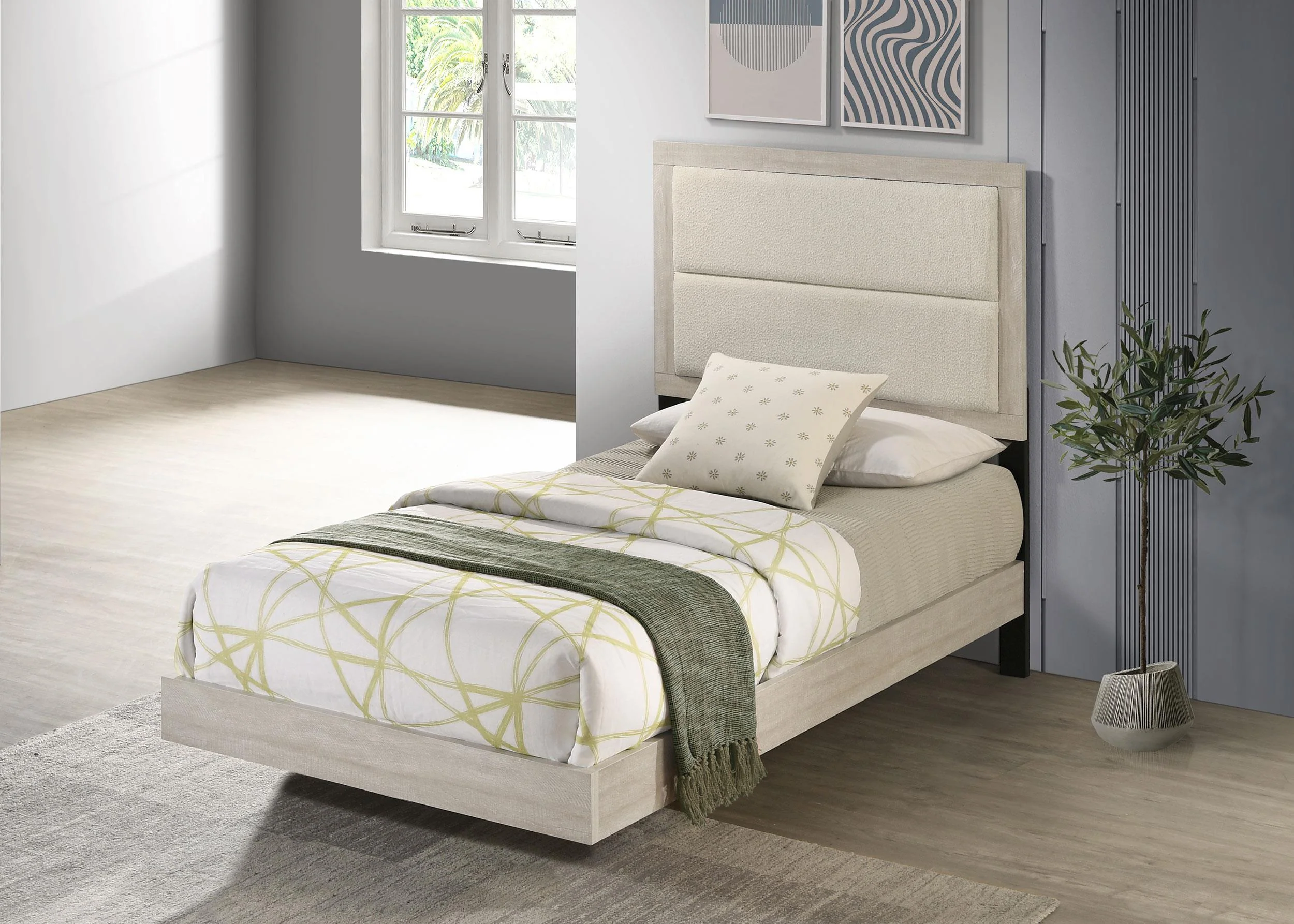 Trenton 54-inch Wood Twin Panel Bed Rustic Cream - Image 2