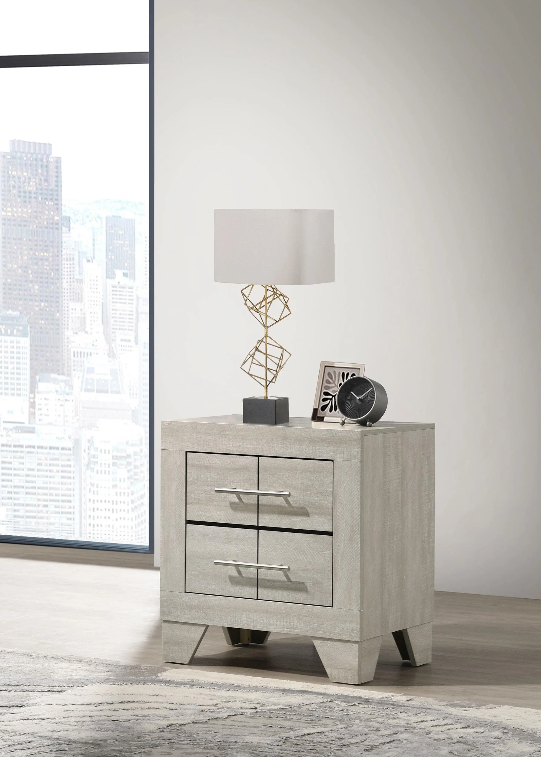 Trenton 2-drawer Nightstand Bedside Table Rustic Cream - Image 2