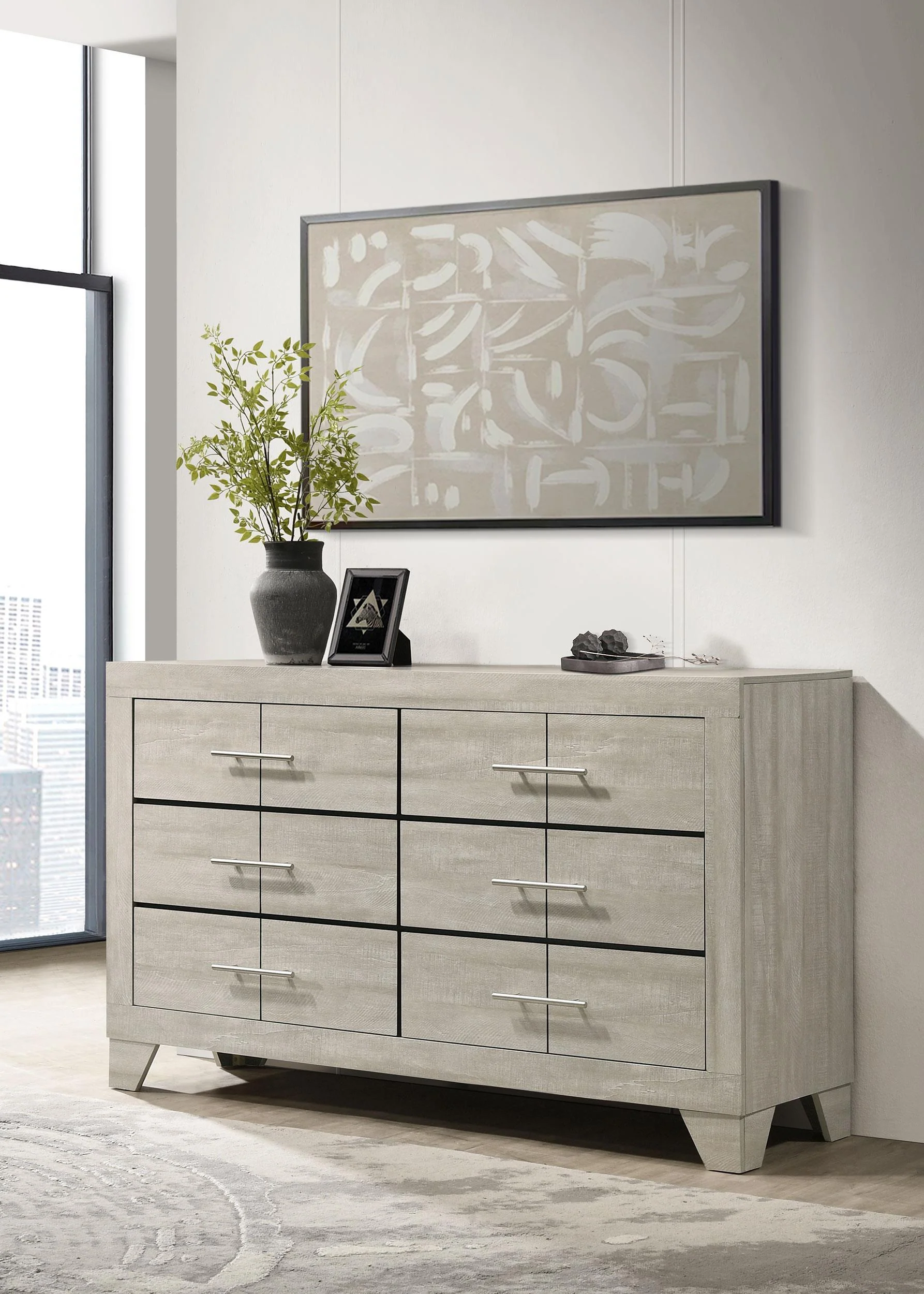 Trenton 6-drawer Bedroom Dresser Rustic Cream - Image 2