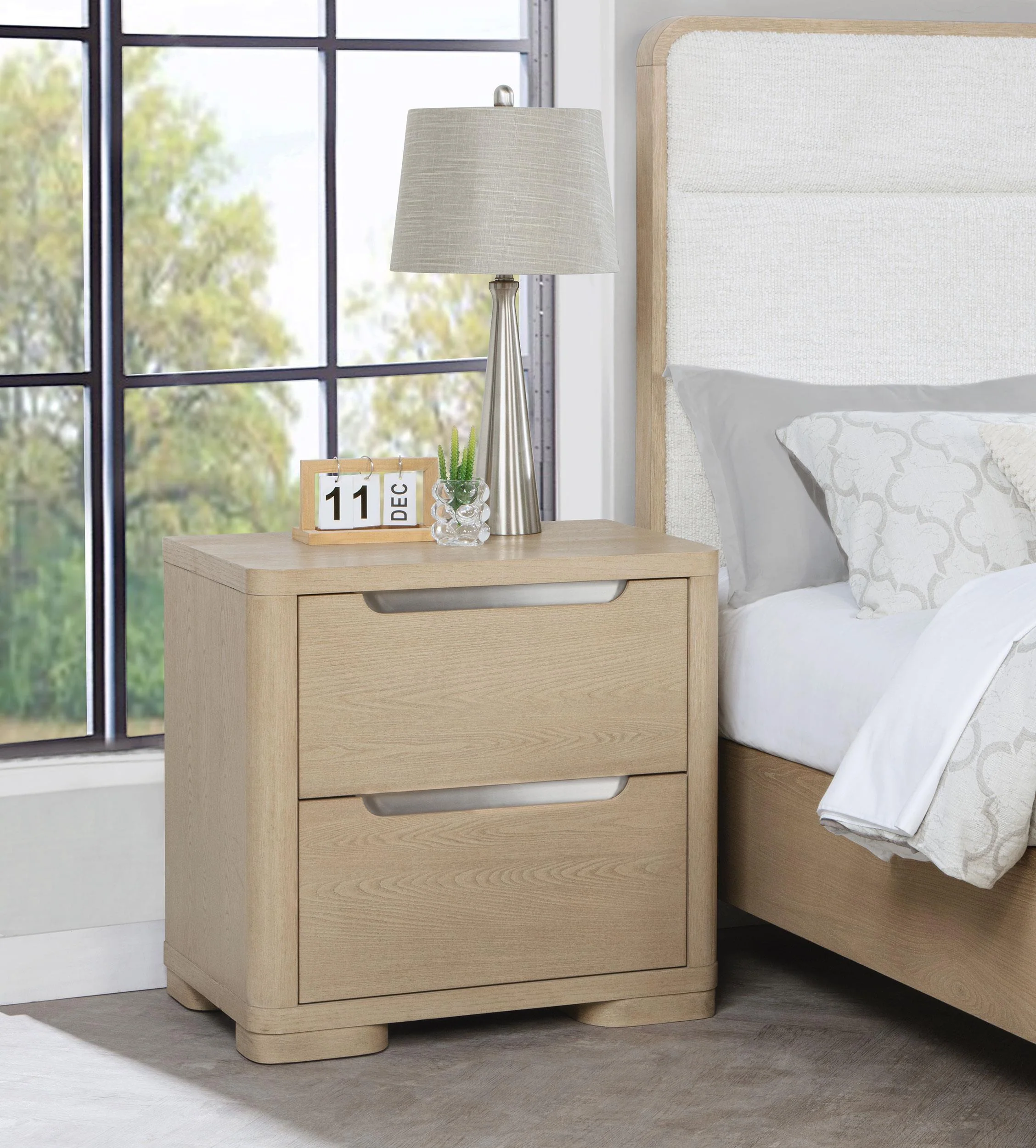 Ladera 2-drawer Nightstand Bedside Table Light Elm - Image 2