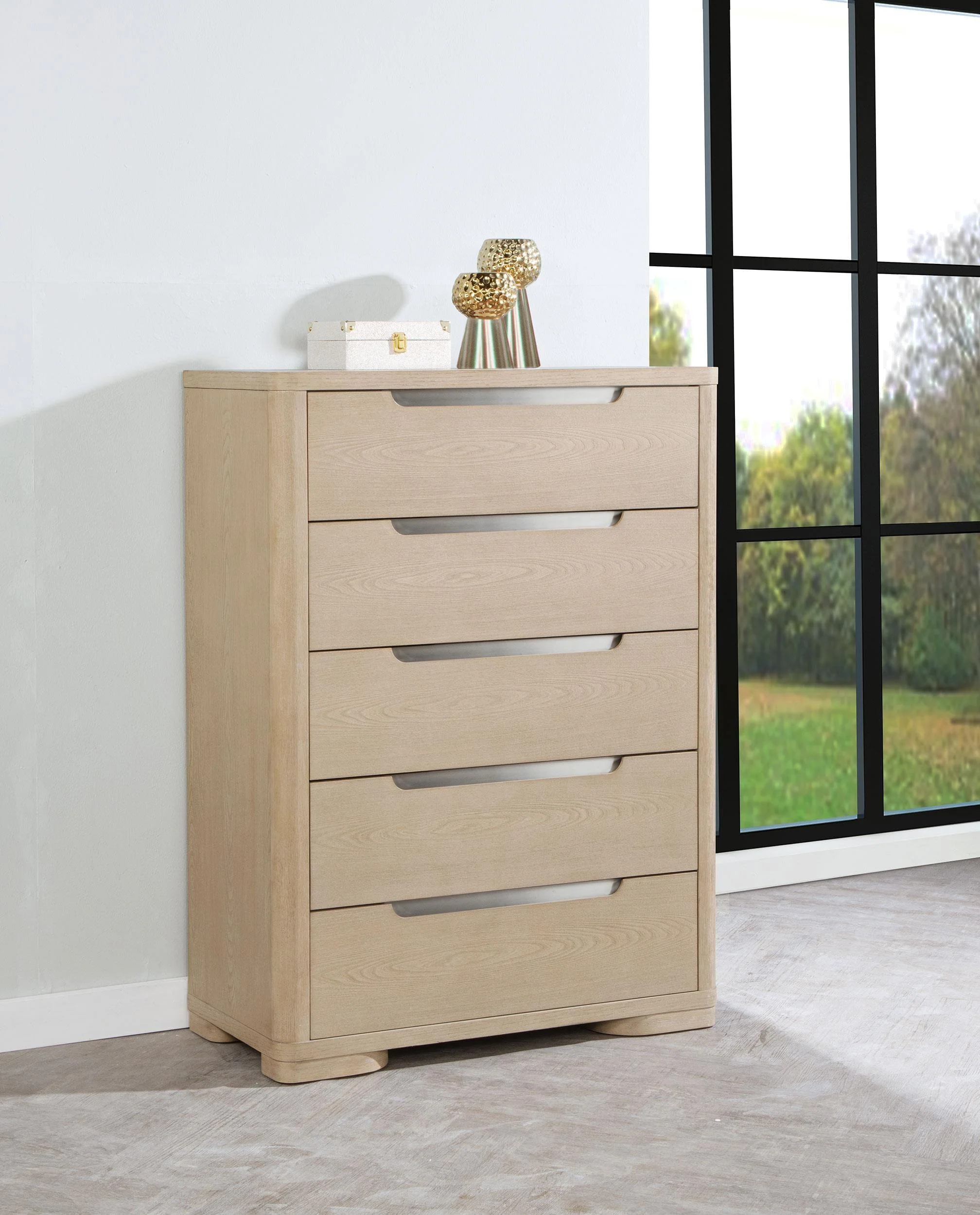 Ladera 5-drawer Bedroom Chest of Drawers Light Elm - Image 2
