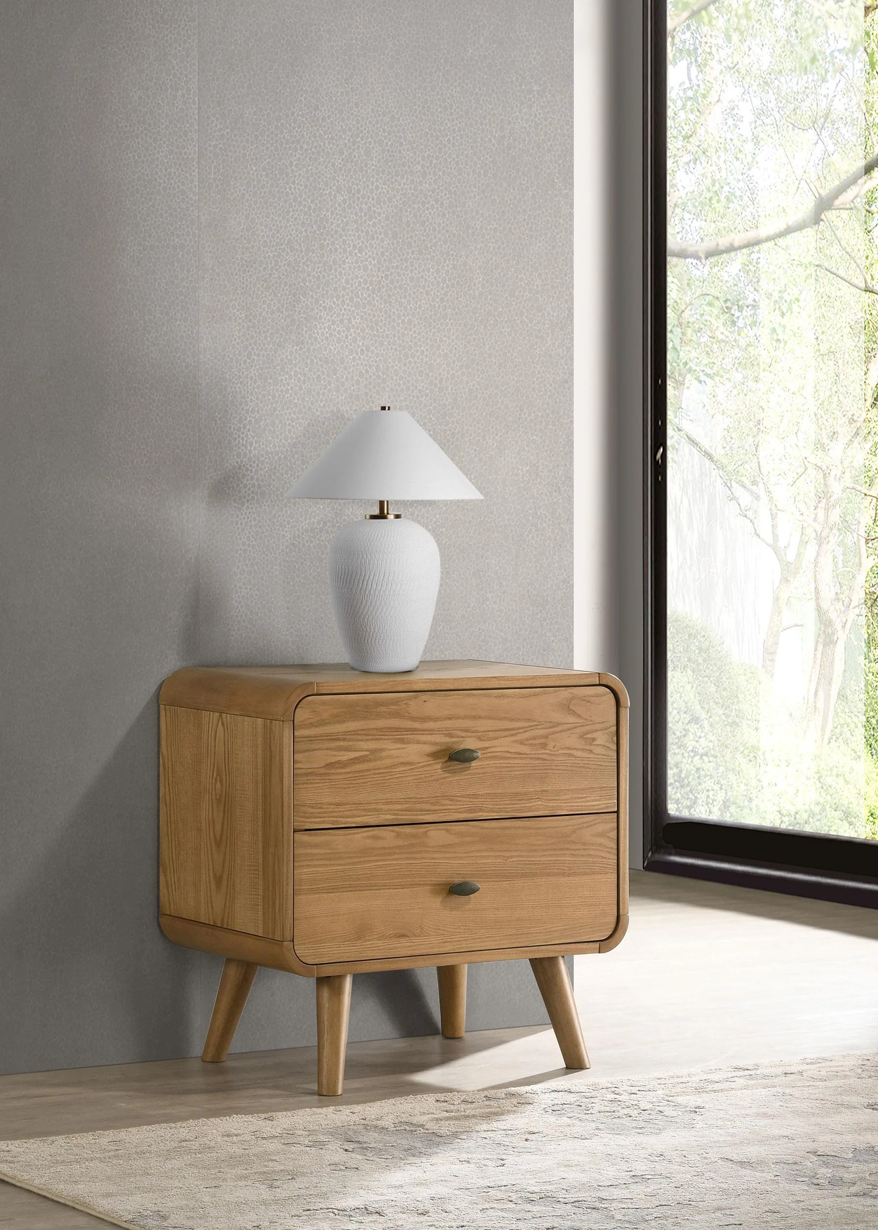 Robyn 2-drawer Nightstand Bedside Table Light Ash - Image 2