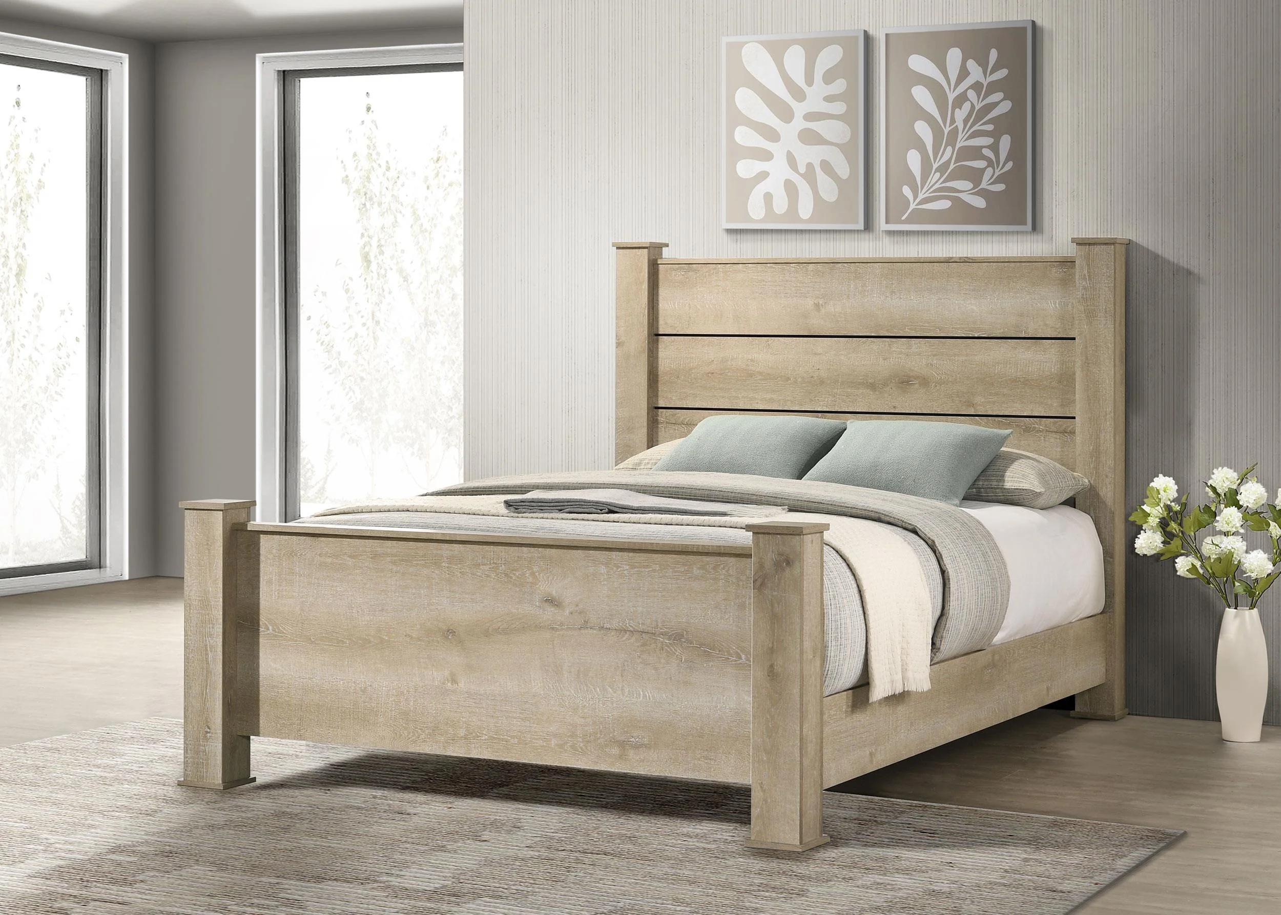Oakglen 55-inch Queen Panel Bed Weathered Oak - Image 2