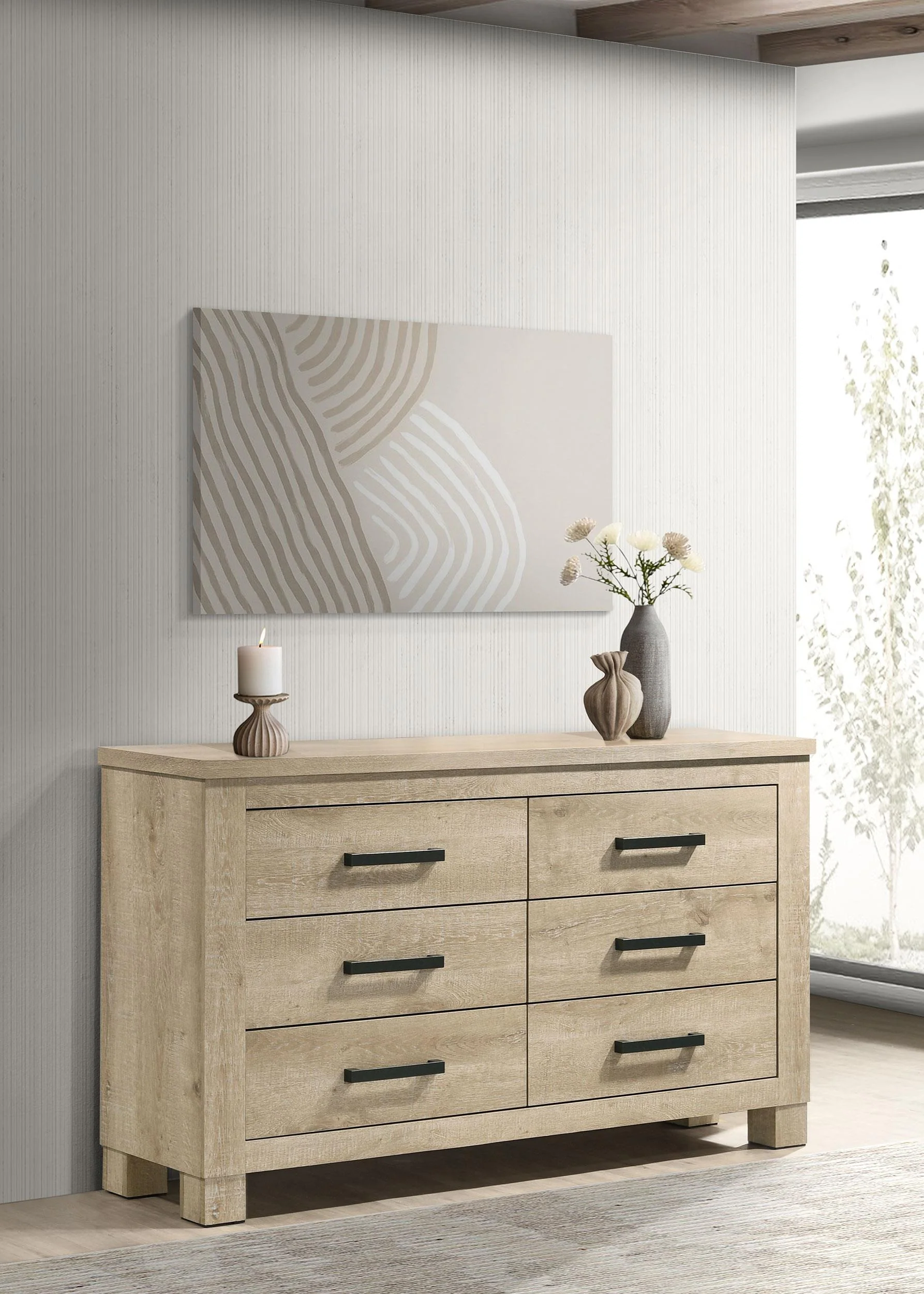 Oakglen 6-drawer Bedroom Dresser Weathered Oak - Image 2
