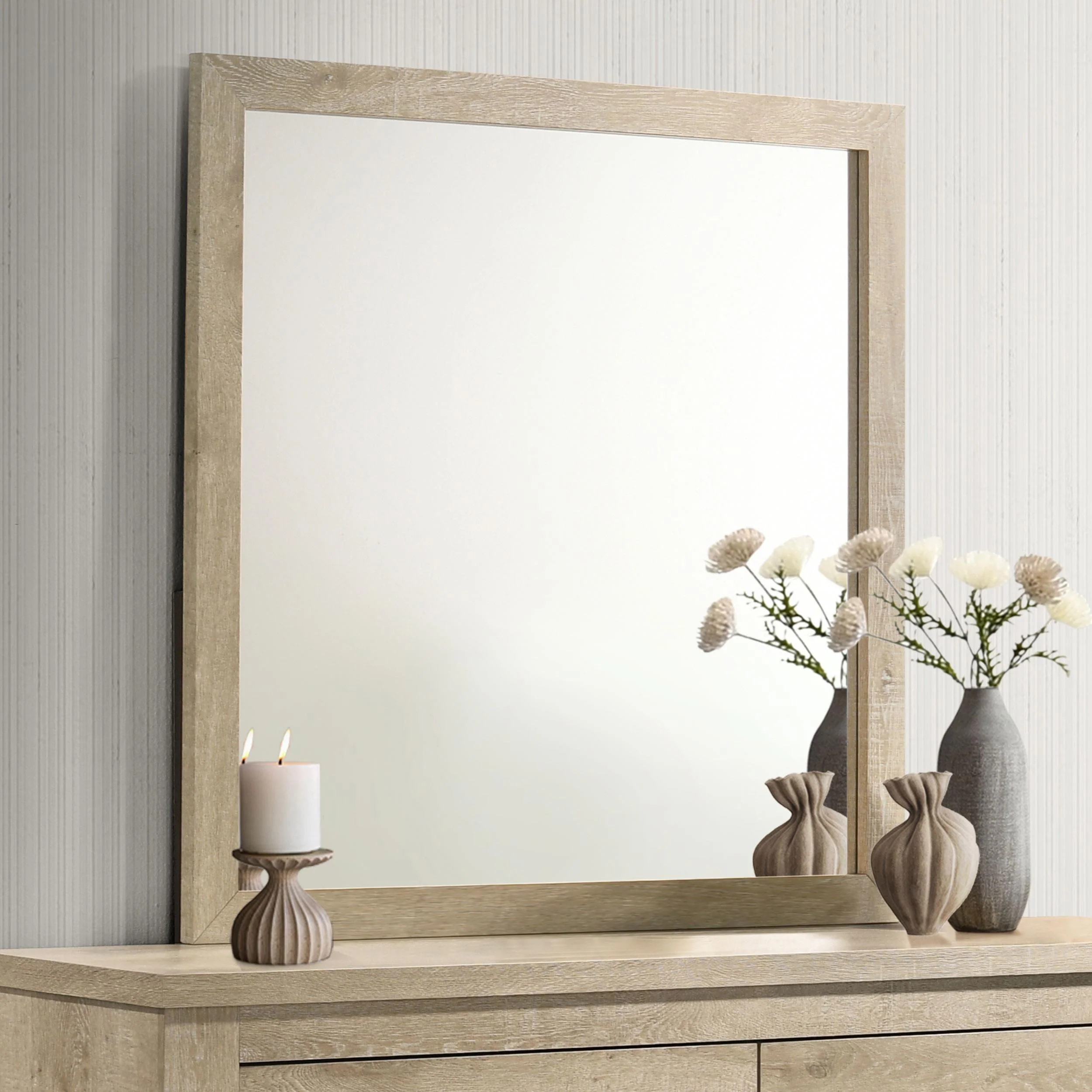 Oakglen Dresser Mirror Weathered Oak - Image 2