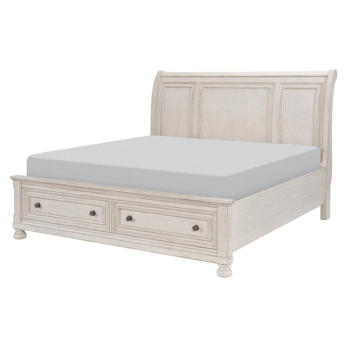 Bethel Wire Brushed White Platform King Bed - Image 2