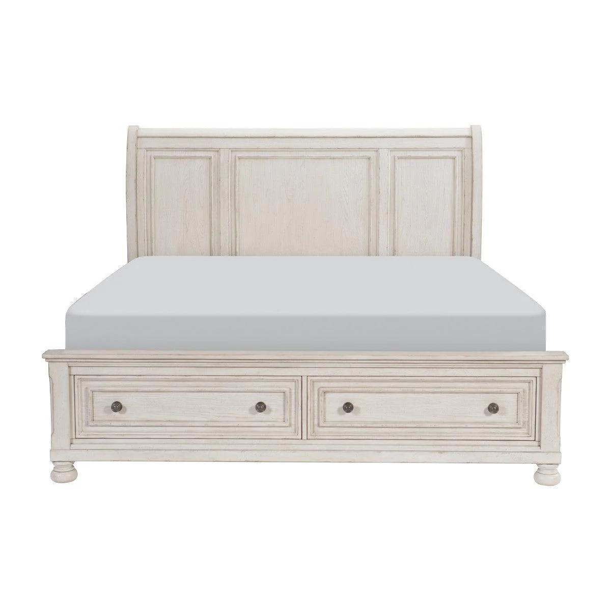 Bethel Antique White Storage Platform King Bed - Image 1