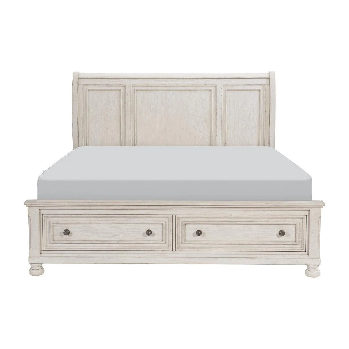 Bethel Wire Brushed White Platform King Bed - Image 1