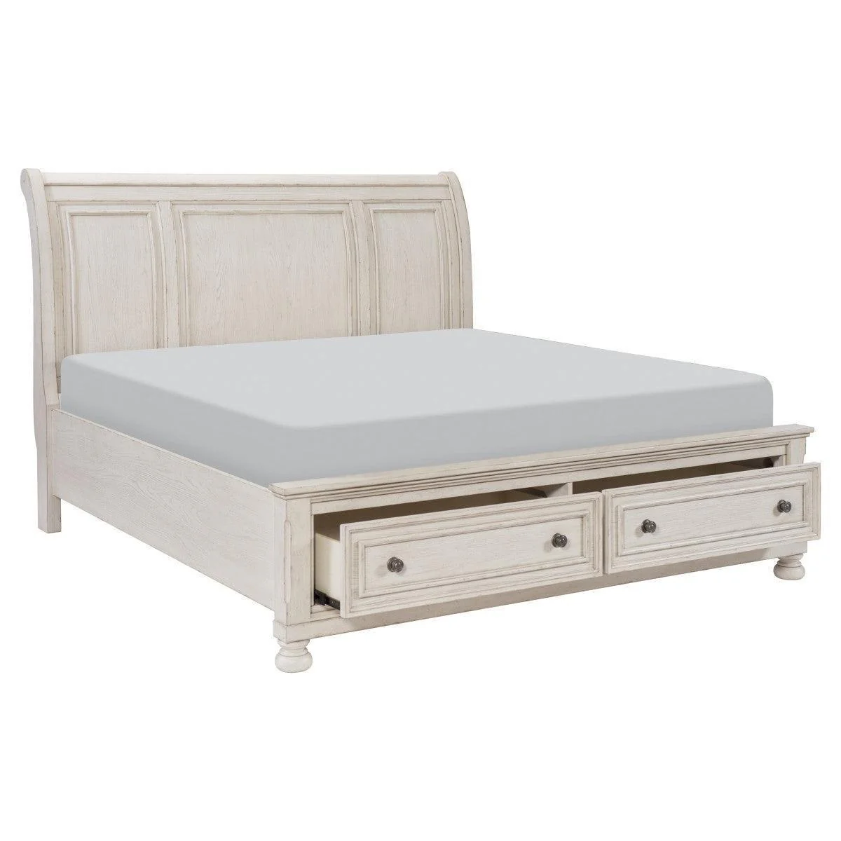 Bethel Antique White Storage Platform King Bed - Image 3