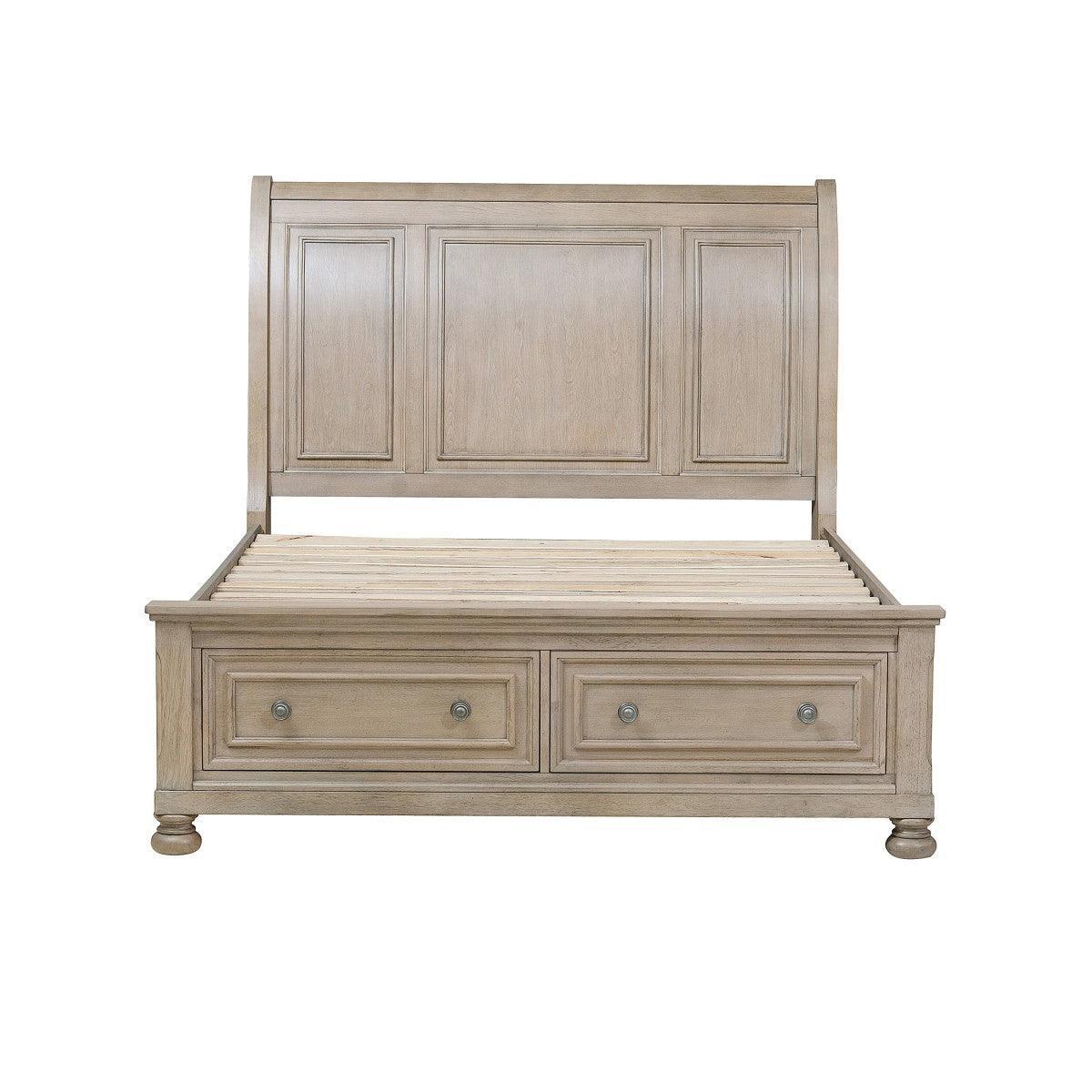 Bethel Wire Brushed Gray Platform Queen Bed - Image 1