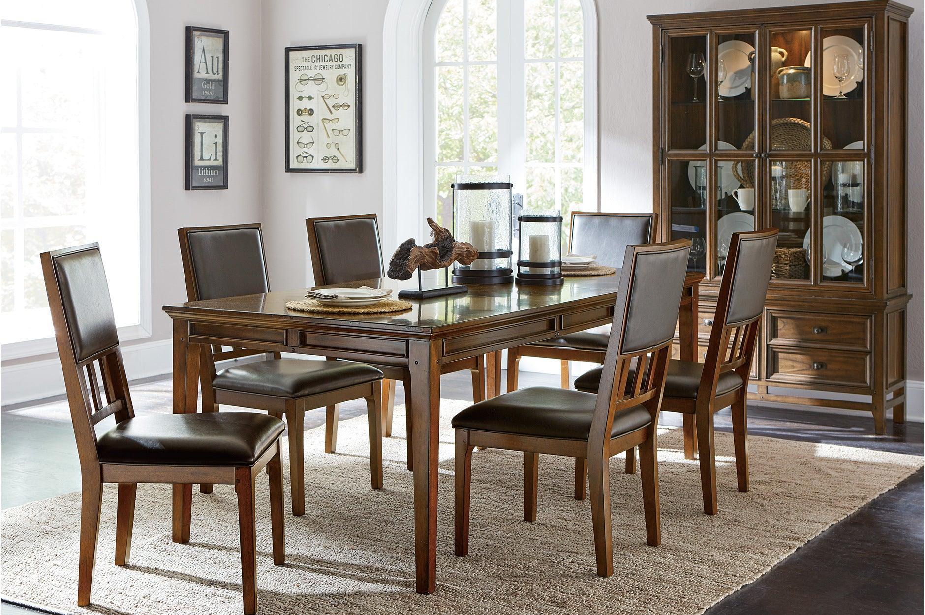 Frazier Park Brown Faux Leather Rectangular Dining Room Set - Image 1