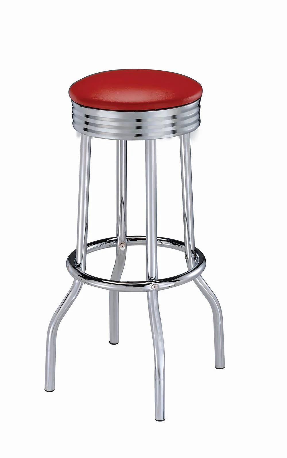 Hopkins Upholstered Top Bar Stools Red Chrome (Set of 2) - Image 1