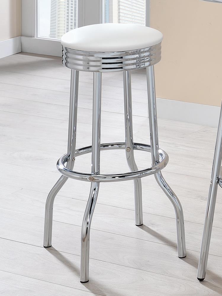 Theodore Upholstered Top Bar Stools White Chrome (Set of 2) - Image 1