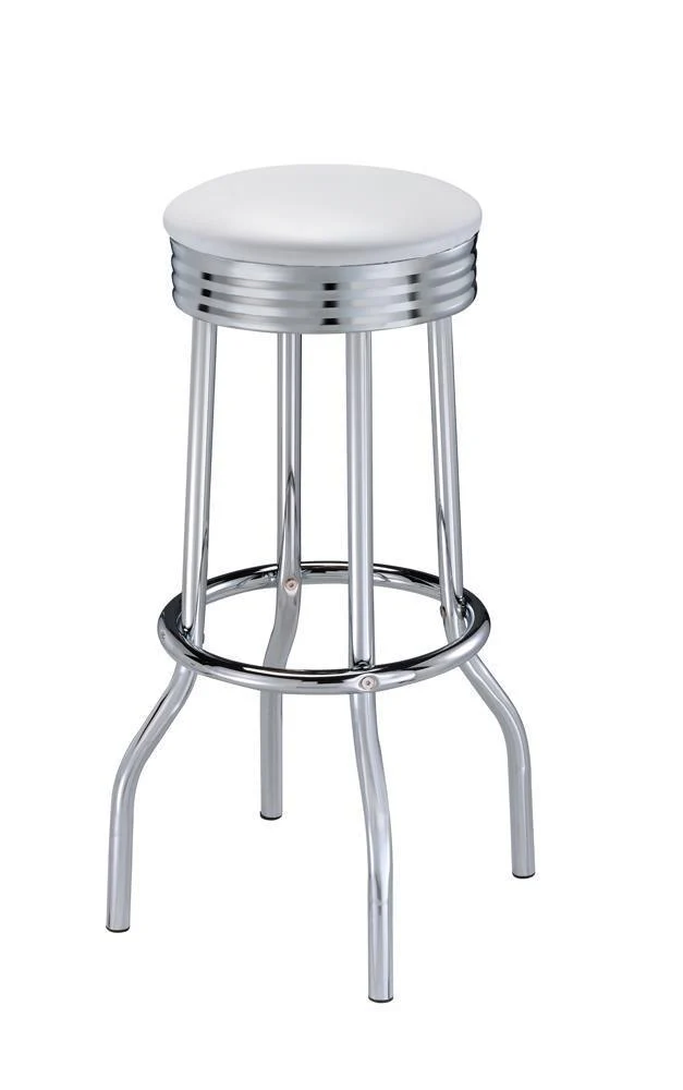 Theodore Upholstered Top Bar Stools White Chrome (Set of 2) - Image 2