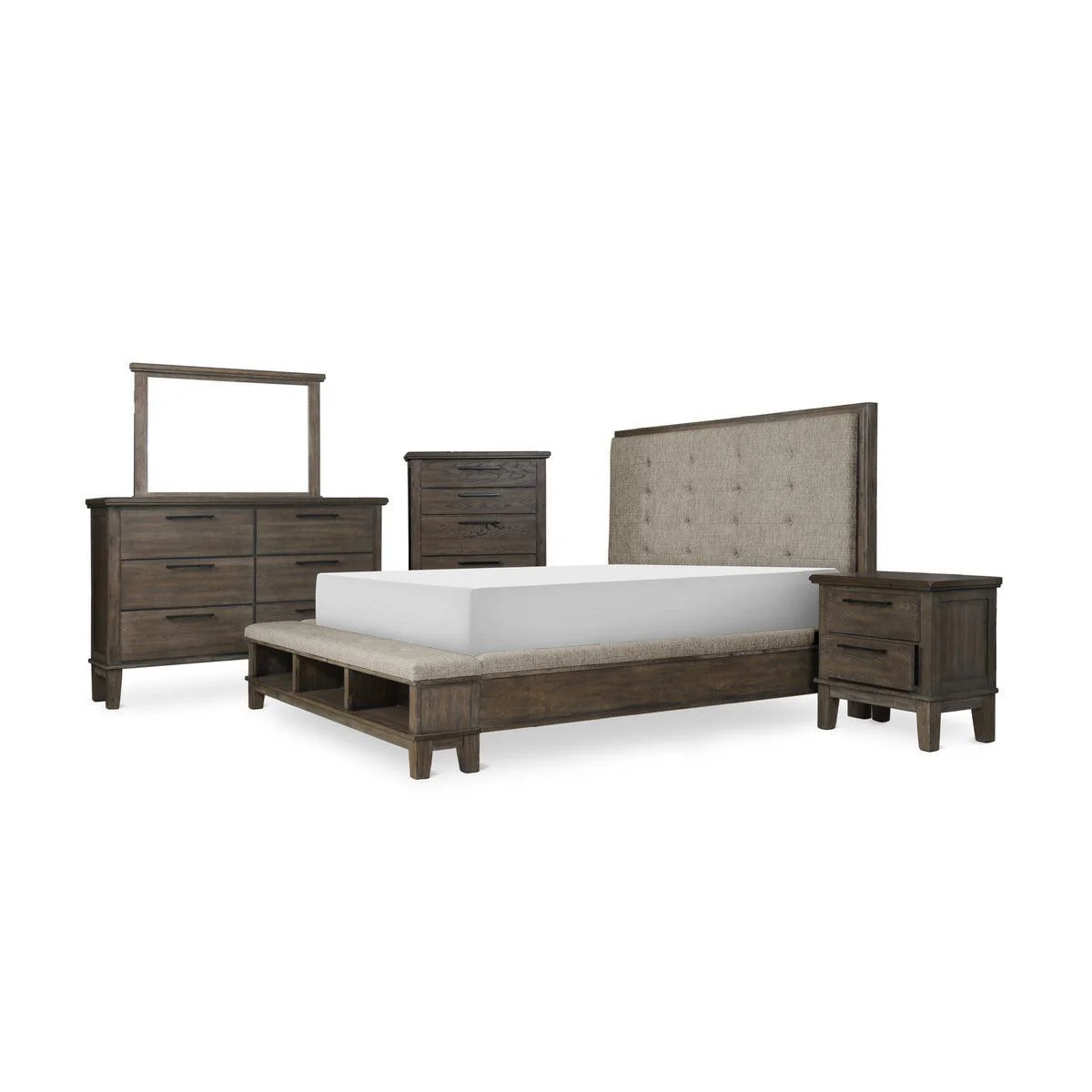 Gray Upholstered Tufted Panel Queen Bed - Image 3