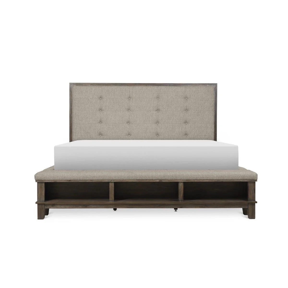 Gray Fabric Tufted Queen Bed - Image 1