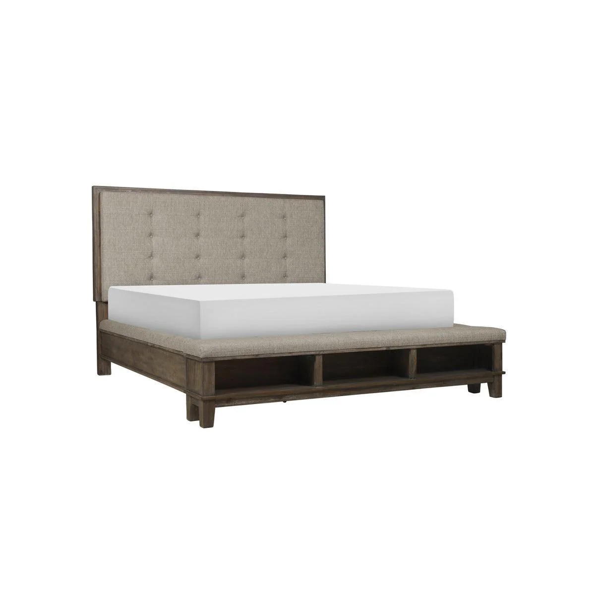Gray Fabric Tufted Queen Bed - Image 2