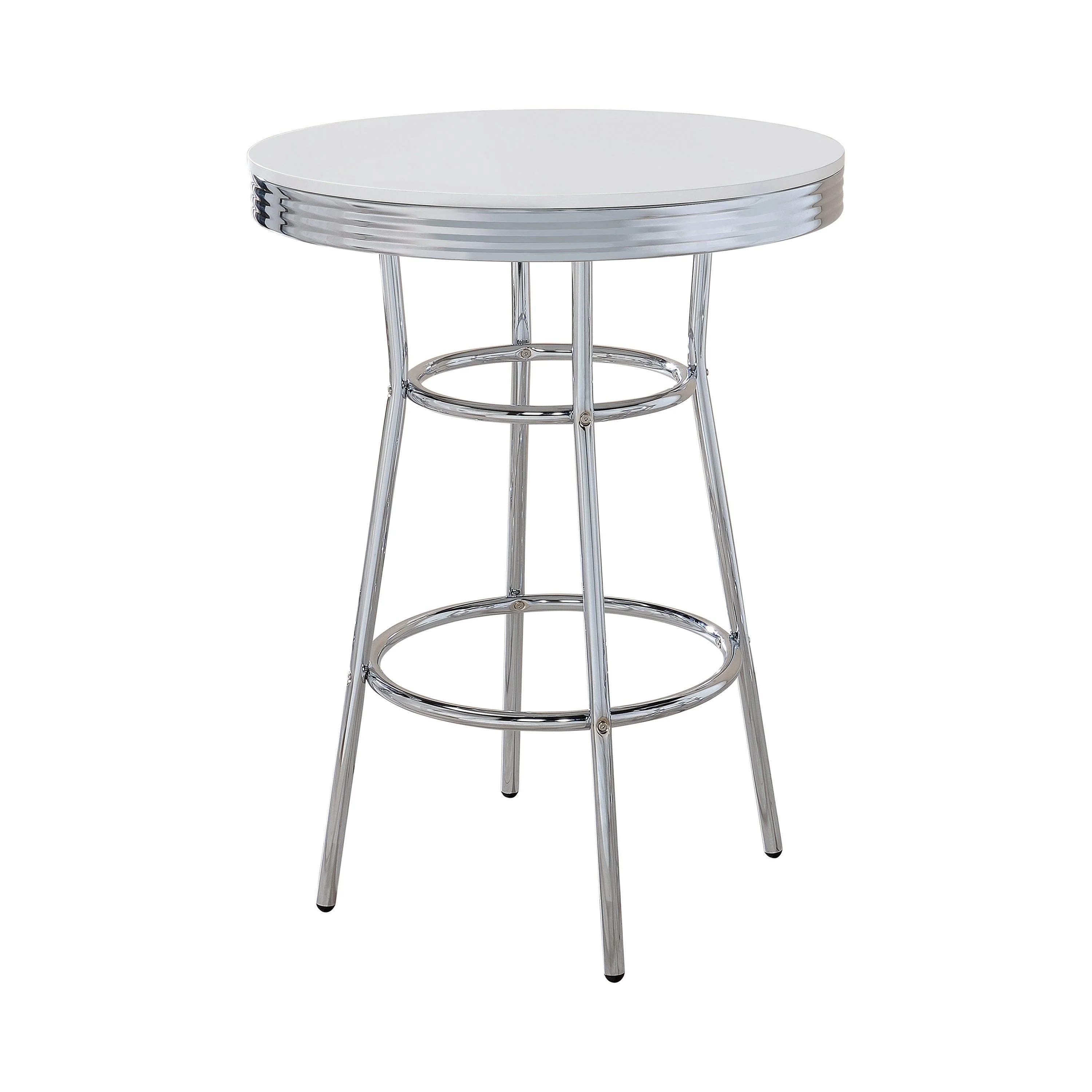 Theodore Round Bar Table Chrome Glossy White - Image 2