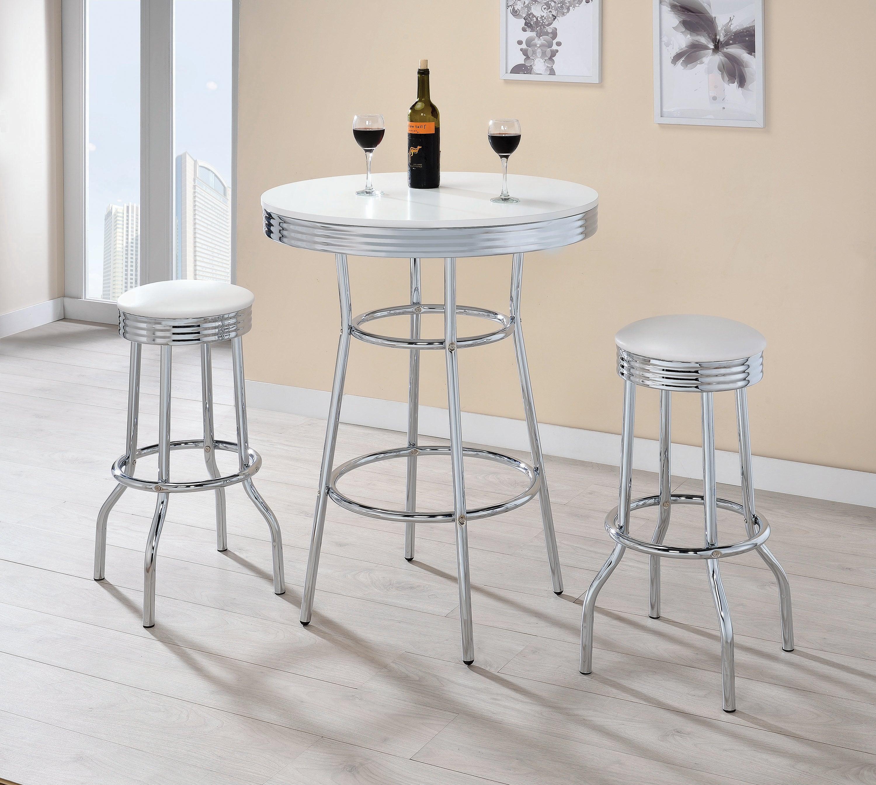 Theodore Round Bar Table Chrome Glossy White - Image 3