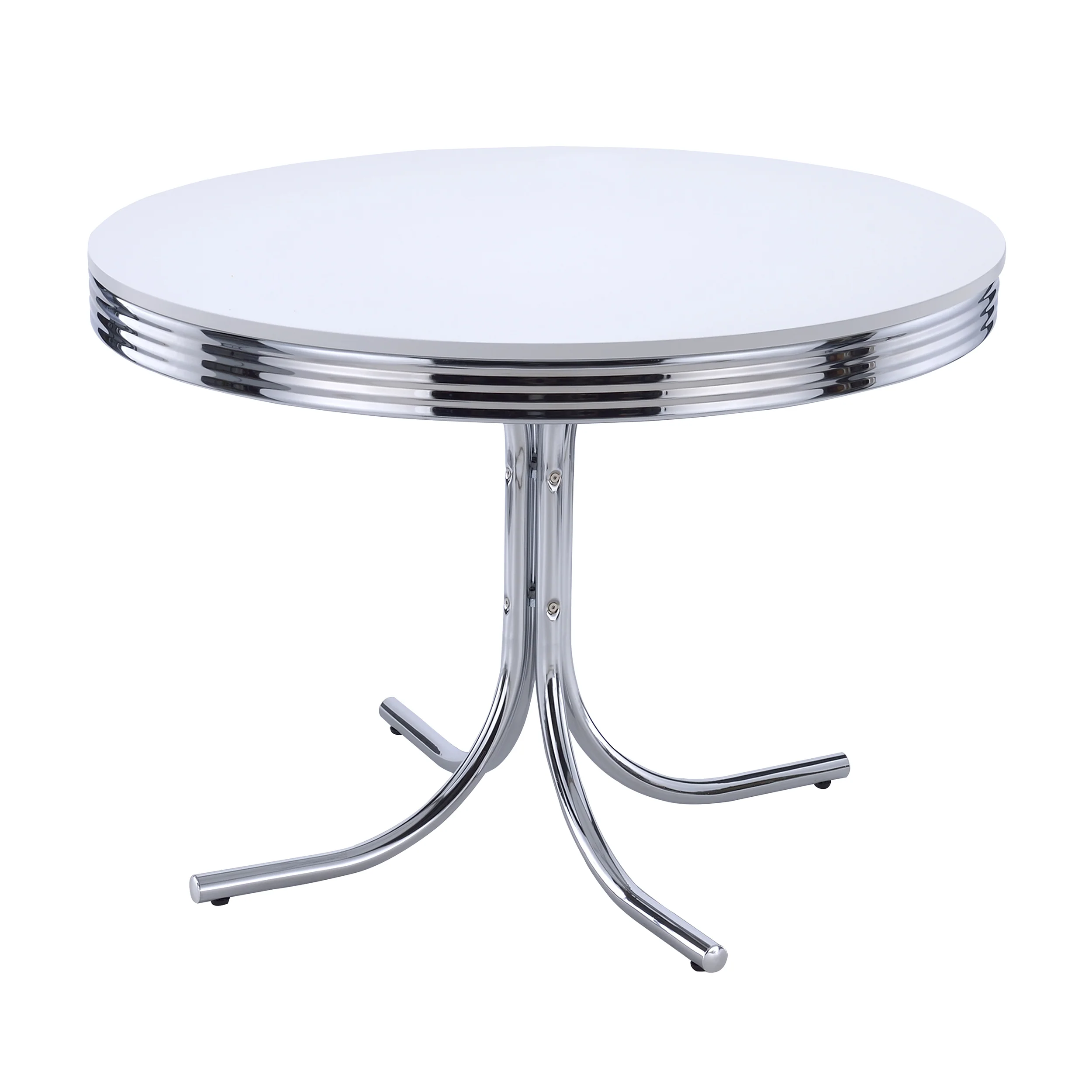 Retro White Black Round Dining Room Set - Image 3