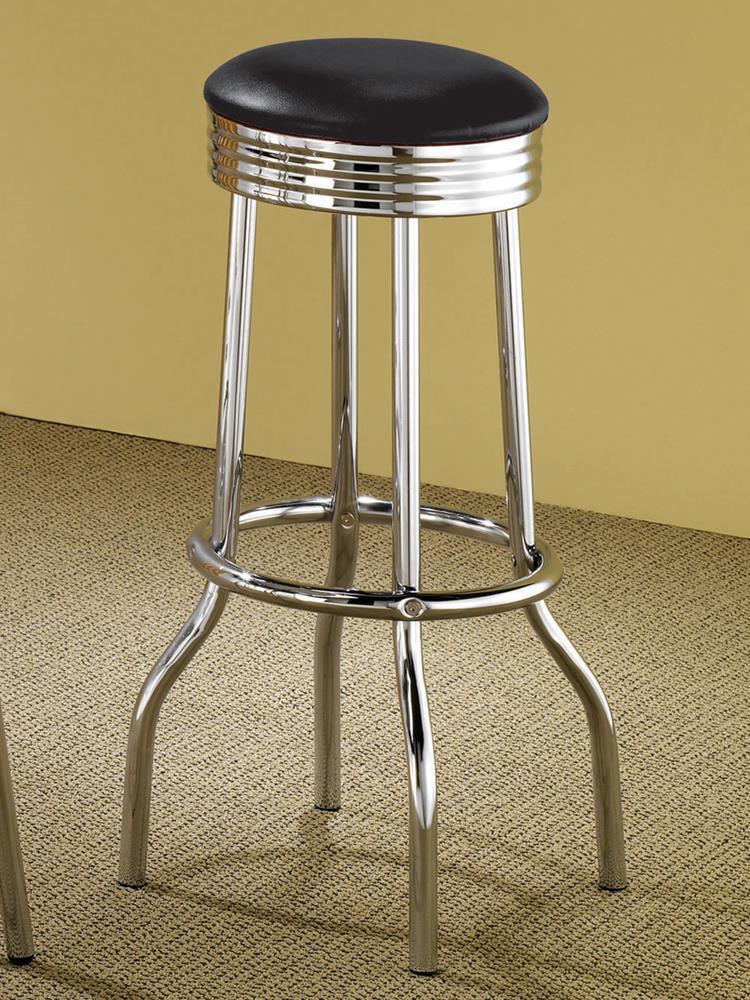 Theodore Upholstered Top Bar Stools Black Chrome (Set of 2) - Image 1