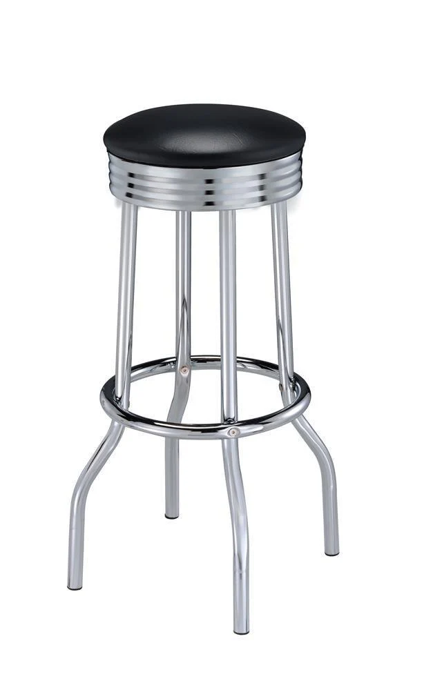 Theodore Upholstered Top Bar Stools Black Chrome (Set of 2) - Image 2