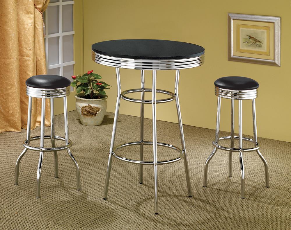 Theodore Upholstered Top Bar Stools Black Chrome (Set of 2) - Image 3