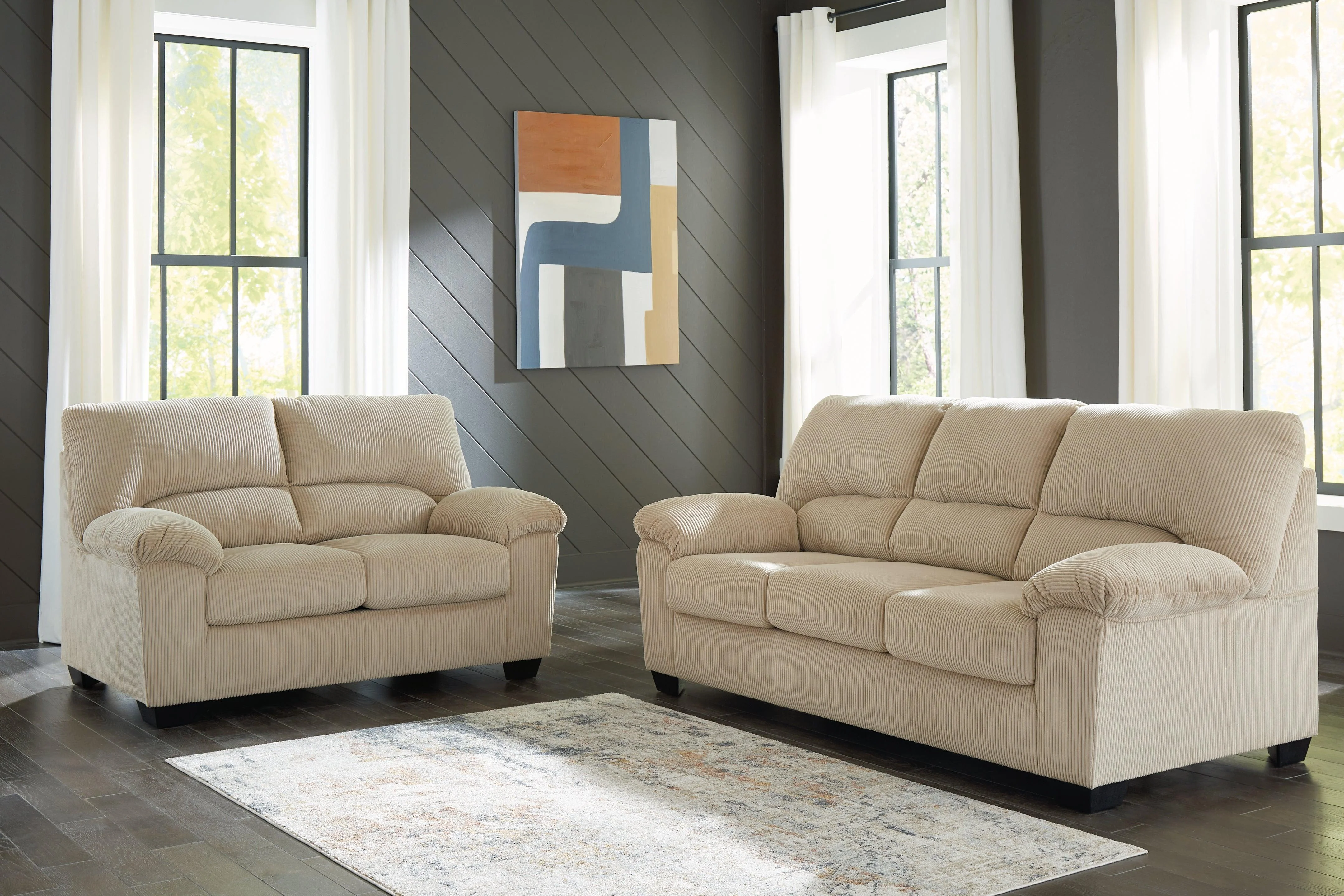 SimpleJoy Sand Sofa and Loveseat - Image 2