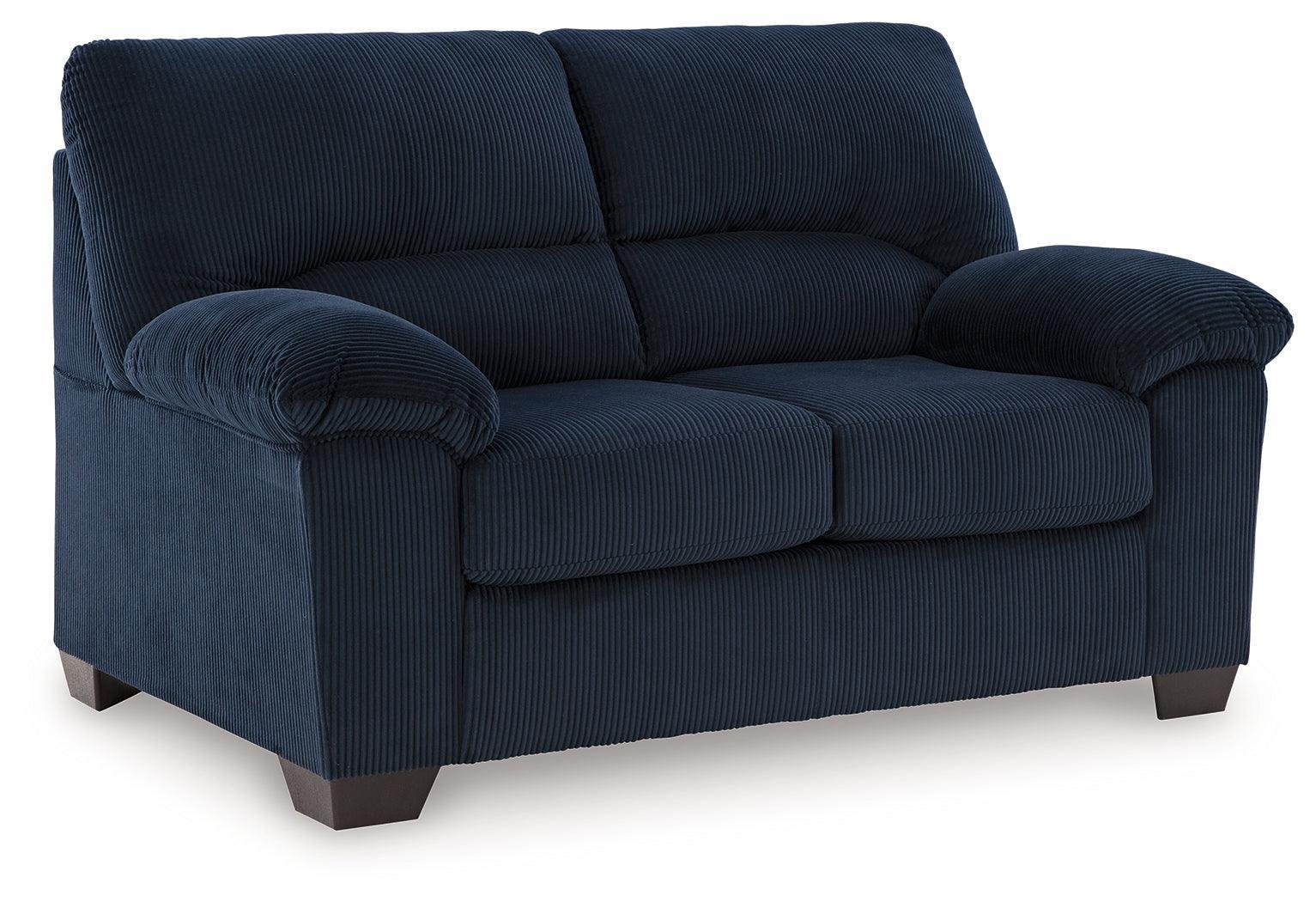 SimpleJoy Navy Chenille,Velvet Loveseat - Image 2