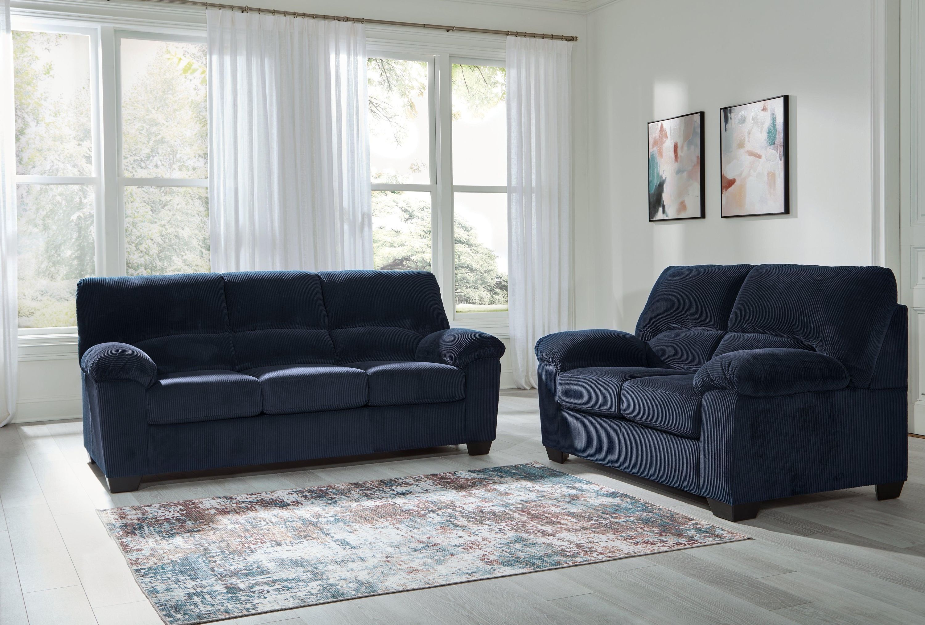 SimpleJoy Navy Sofa and Loveseat - Image 2