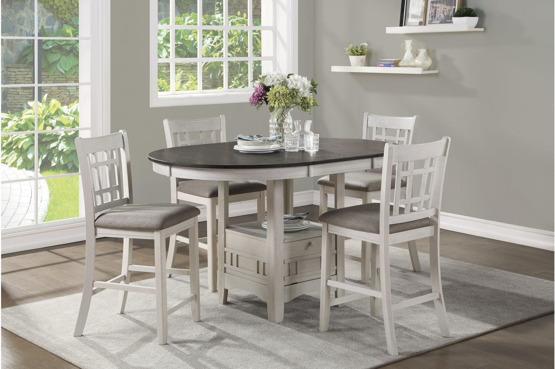 Junipero White Fabric Oval Dining Room Set - Image 1