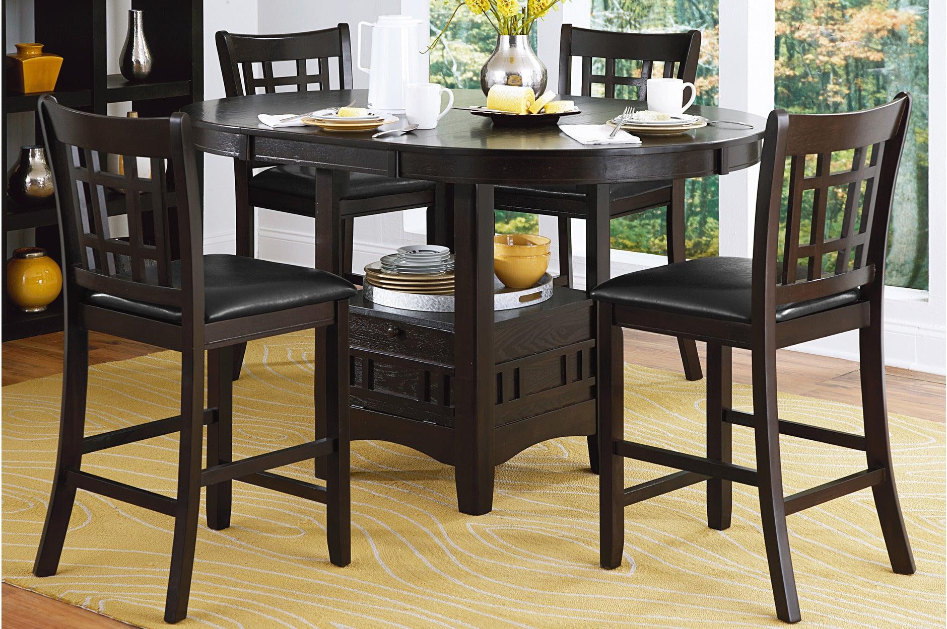 Junipero Dark Cherry Faux Leather Oval Dining Room Set - Image 1