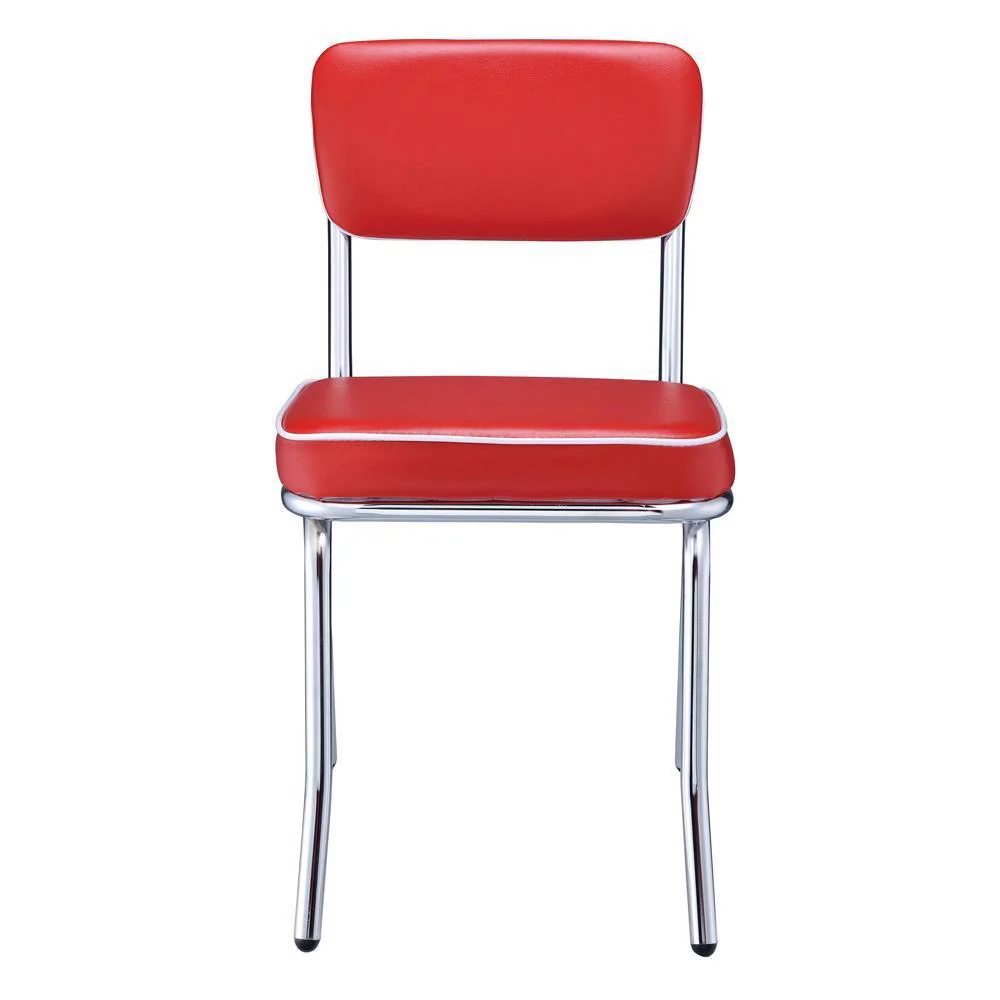 Retro Open Back Side Chairs Red Chrome (Set of 2) - Image 3