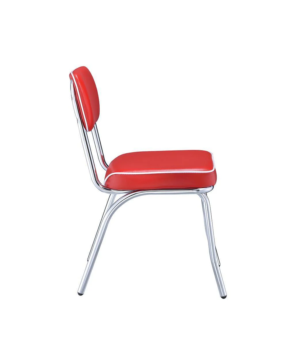 Retro Open Back Side Chairs Red Chrome (Set of 2) - Image 2