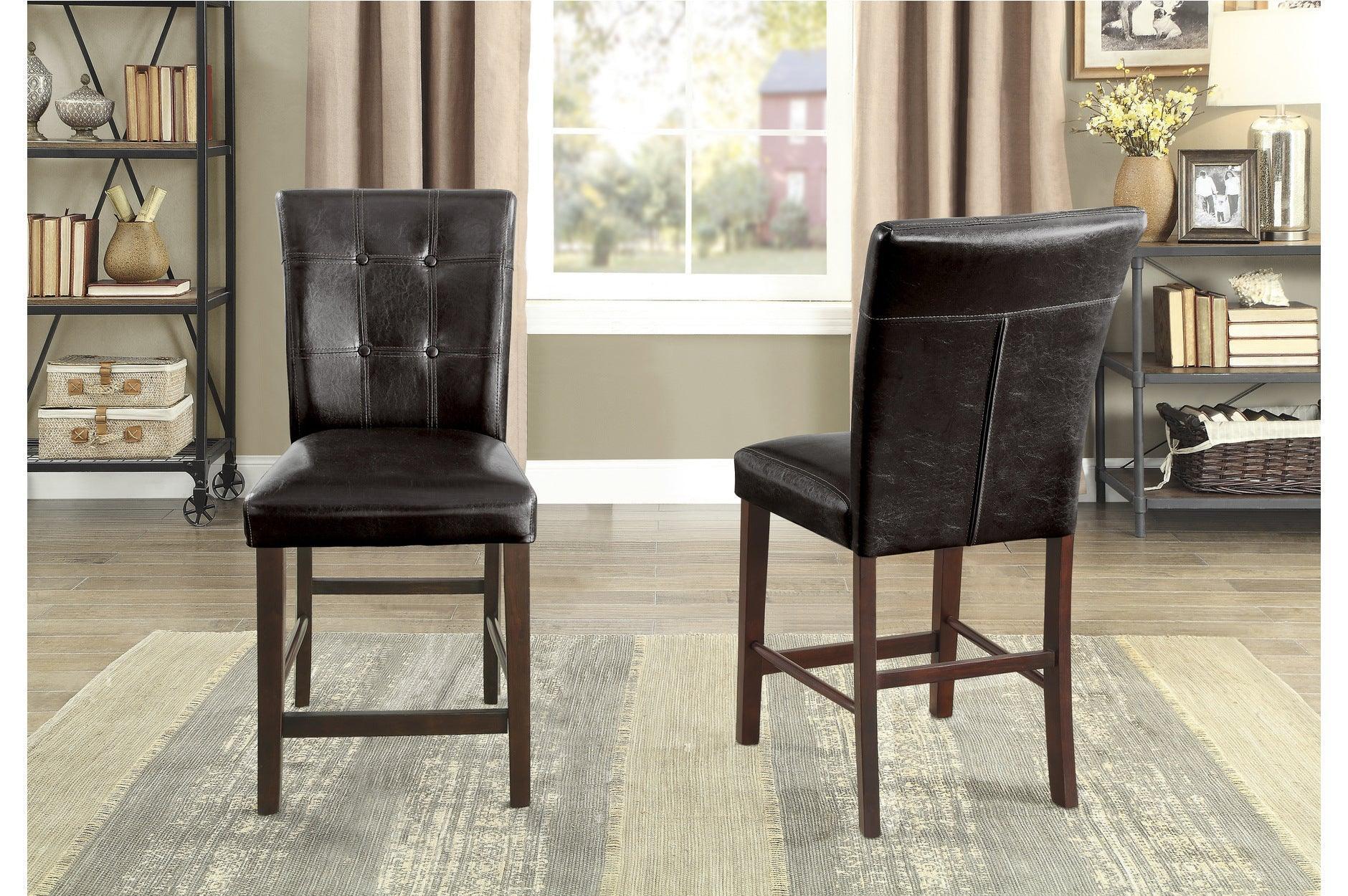 Decatur Dark Brown Faux Leather Tufted Faux Marble Rectangular Dining Room Set - Image 3